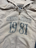 Armani Jeans Vintage Zip Hoodie 2008 Beige XL