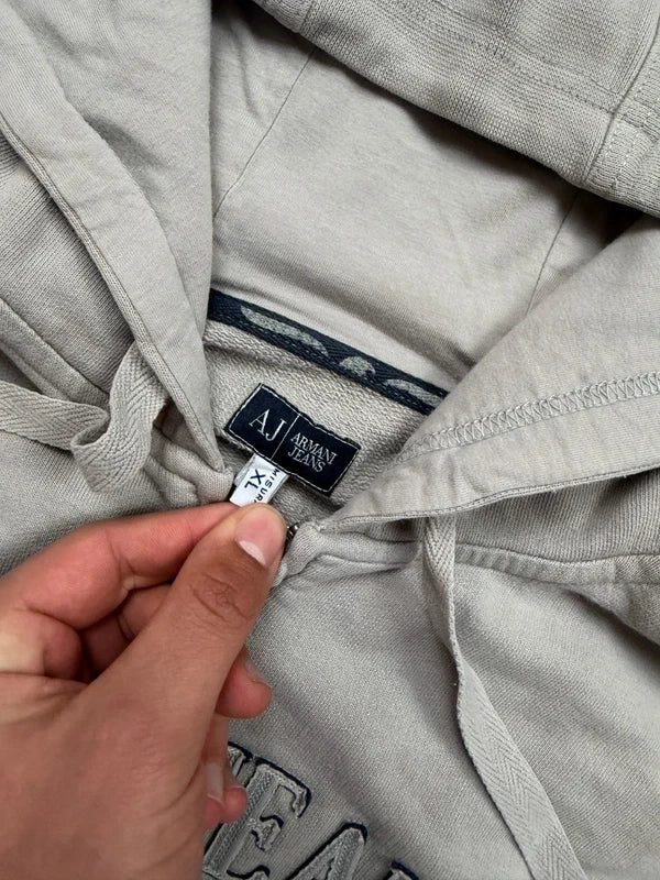 Armani Jeans Vintage Zip Hoodie 2008 Beige XL