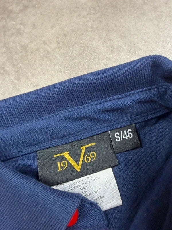 Vintage Y2K Versace V1969 Polo Shirt 2005 Navy Blau S Herren