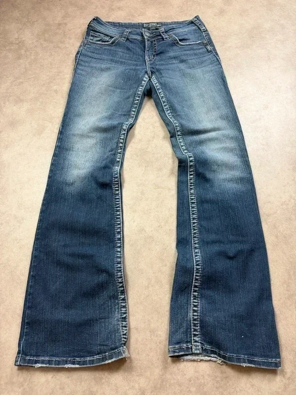 Silver Vintage Bootcut Y2K Denim Jeans 2005 M Damen