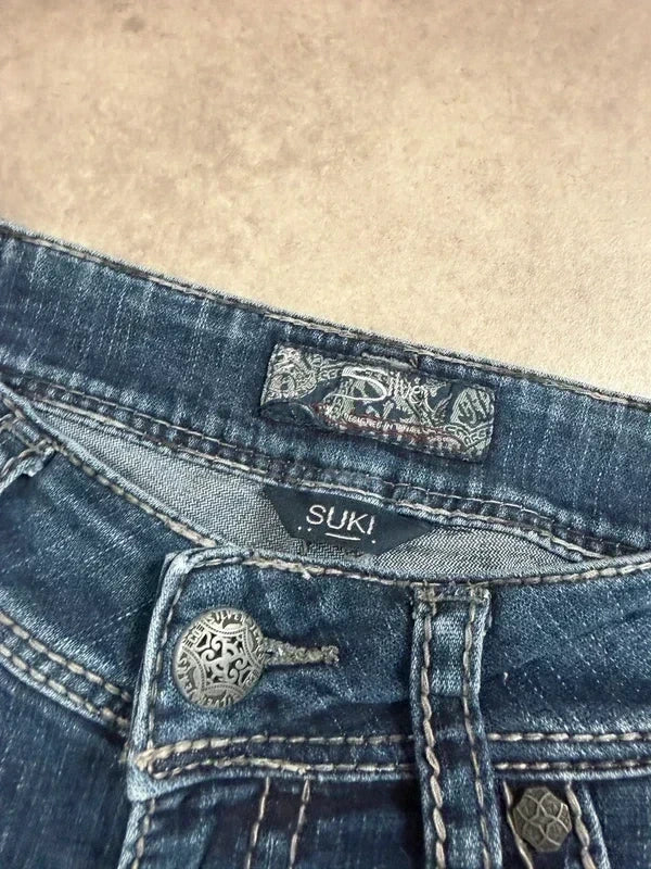 Silver Vintage Bootcut Y2K Denim Jeans 2005 M Damen