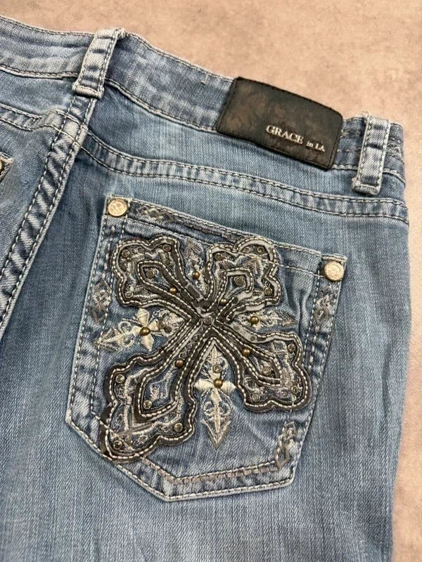 Grace Vintage Bootcut Y2K Denim Jeans 2005 M Damen