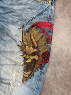 Oni Arai Vintage Jeans Dragon Embroidery*Rare*2005 Straight M