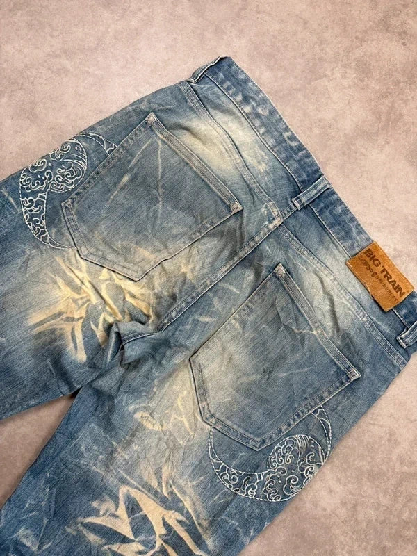 Big Train Japan Style Vintage Backprint Jeans 2005 XL Straight Herren