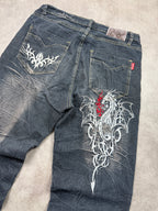 Sheg Yuehan Vintage Jeans 2005 Dragon Print Straight Herren L