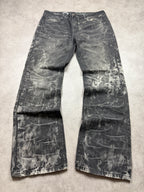 Big Train Vintage Jeans 2005 Black Washed Distressed Denim Straight Herren L
