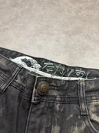 Big Train Vintage Jeans 2005 Black Washed Distressed Denim Straight Herren L