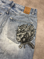 Jizo Vintage Jeans 2005 Blue Dragon Backprint Denim  Straight Herren M