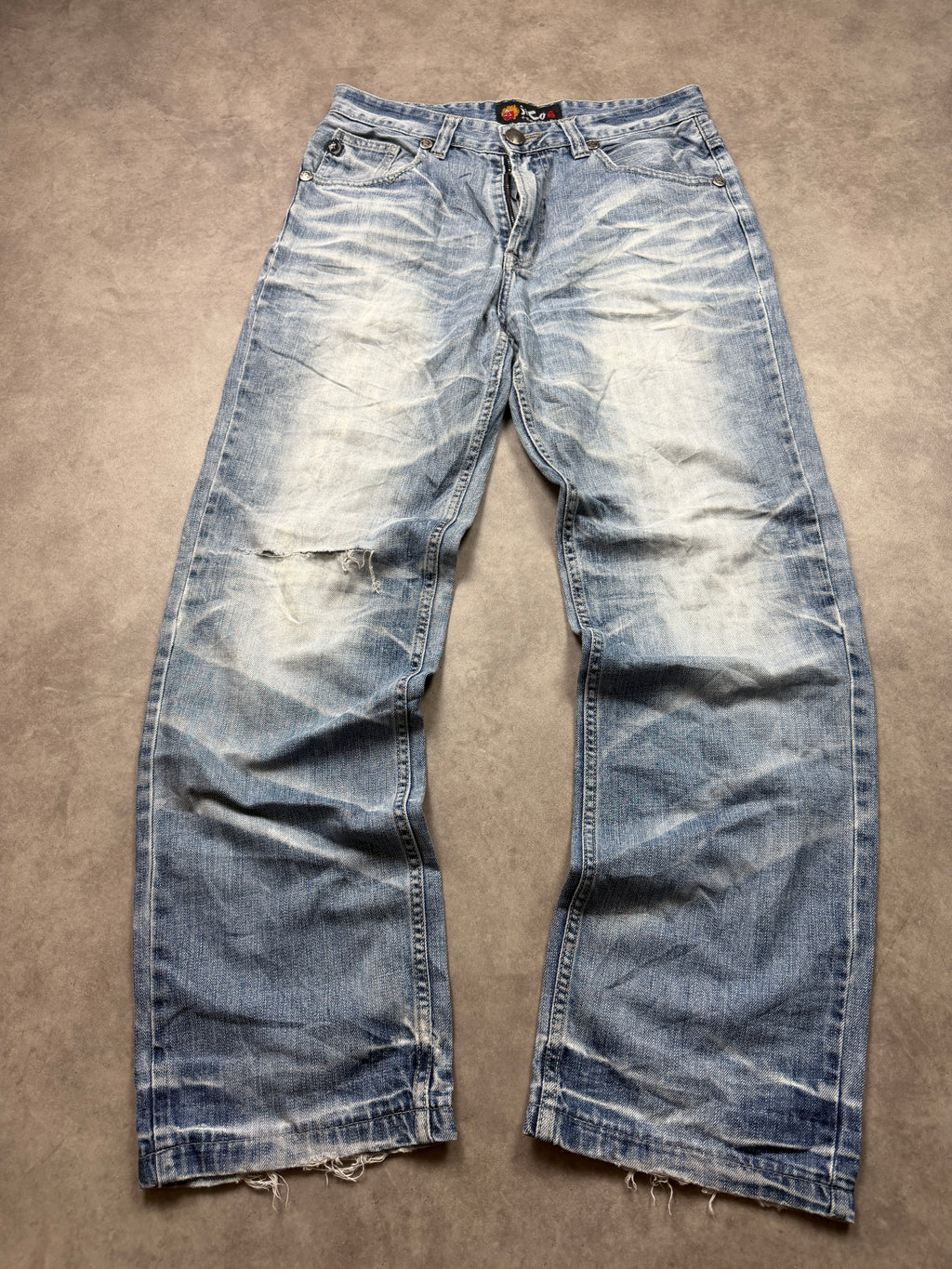 Jizo Vintage Jeans 2005 Blue Dragon Backprint Denim  Straight Herren M