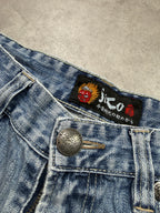 Jizo Vintage Jeans 2005 Blue Dragon Backprint Denim  Straight Herren M