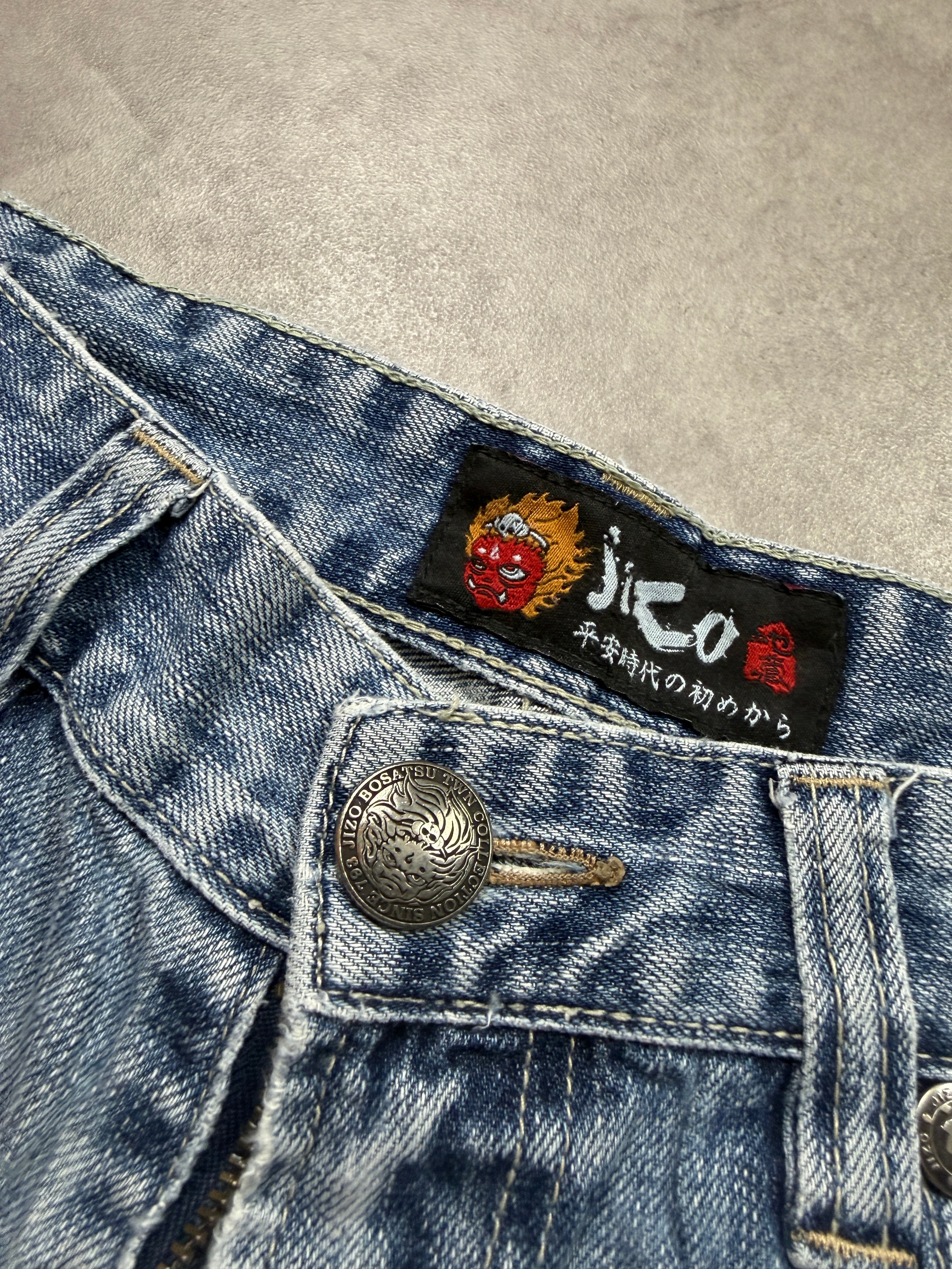 Jizo Vintage Jeans 2005 Blue Dragon Backprint Denim  Straight Herren M