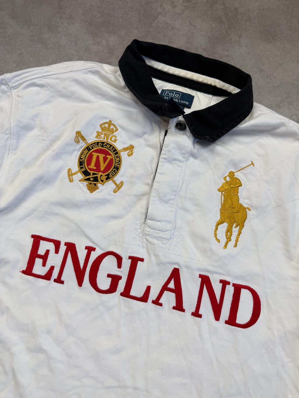 Polo Ralph Lauren Vintage Rugby Shirt England *Rare*2010 Weiß L