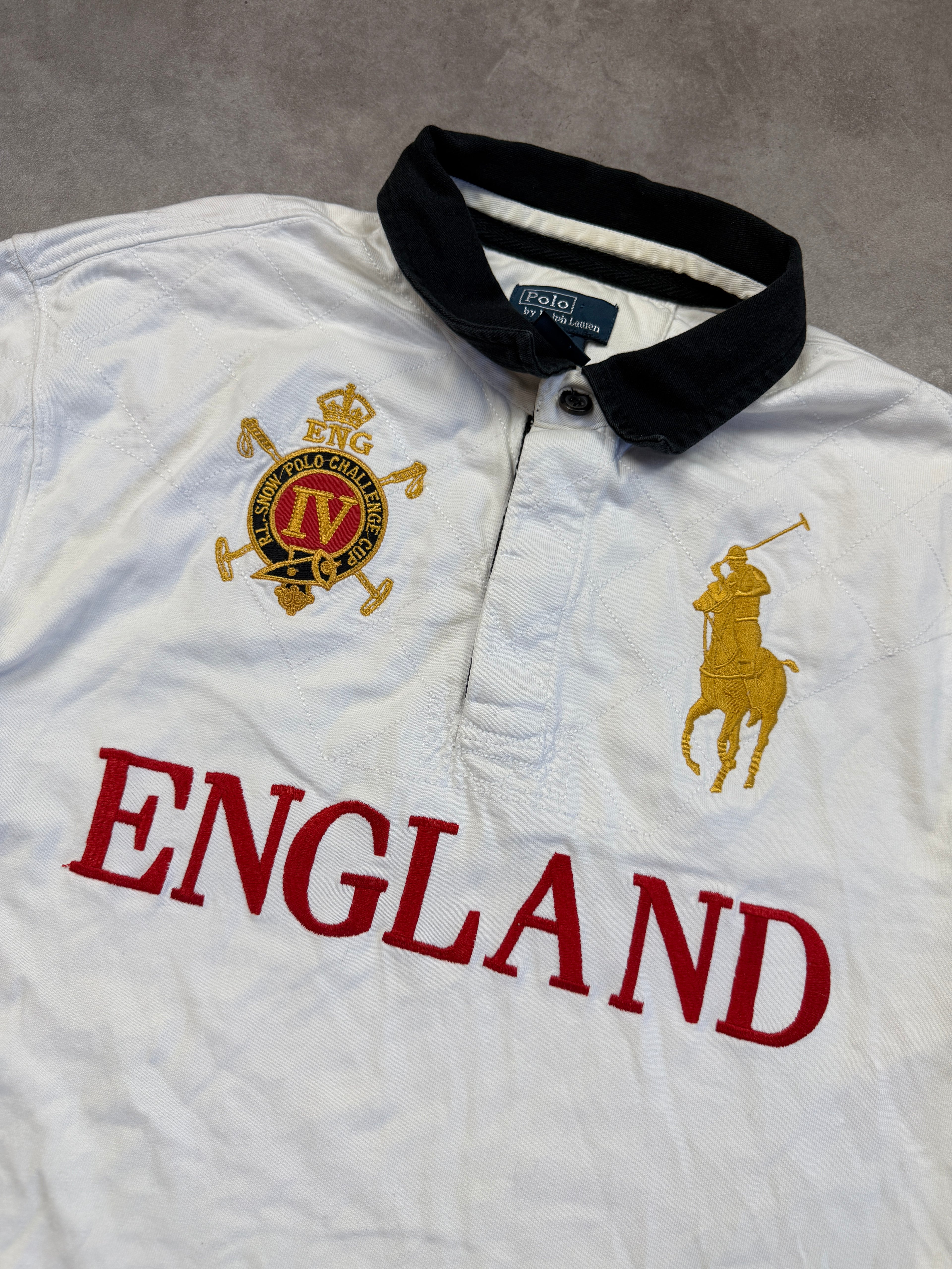 Polo Ralph Lauren Vintage Rugby Shirt England *Rare*2010 Weiß L