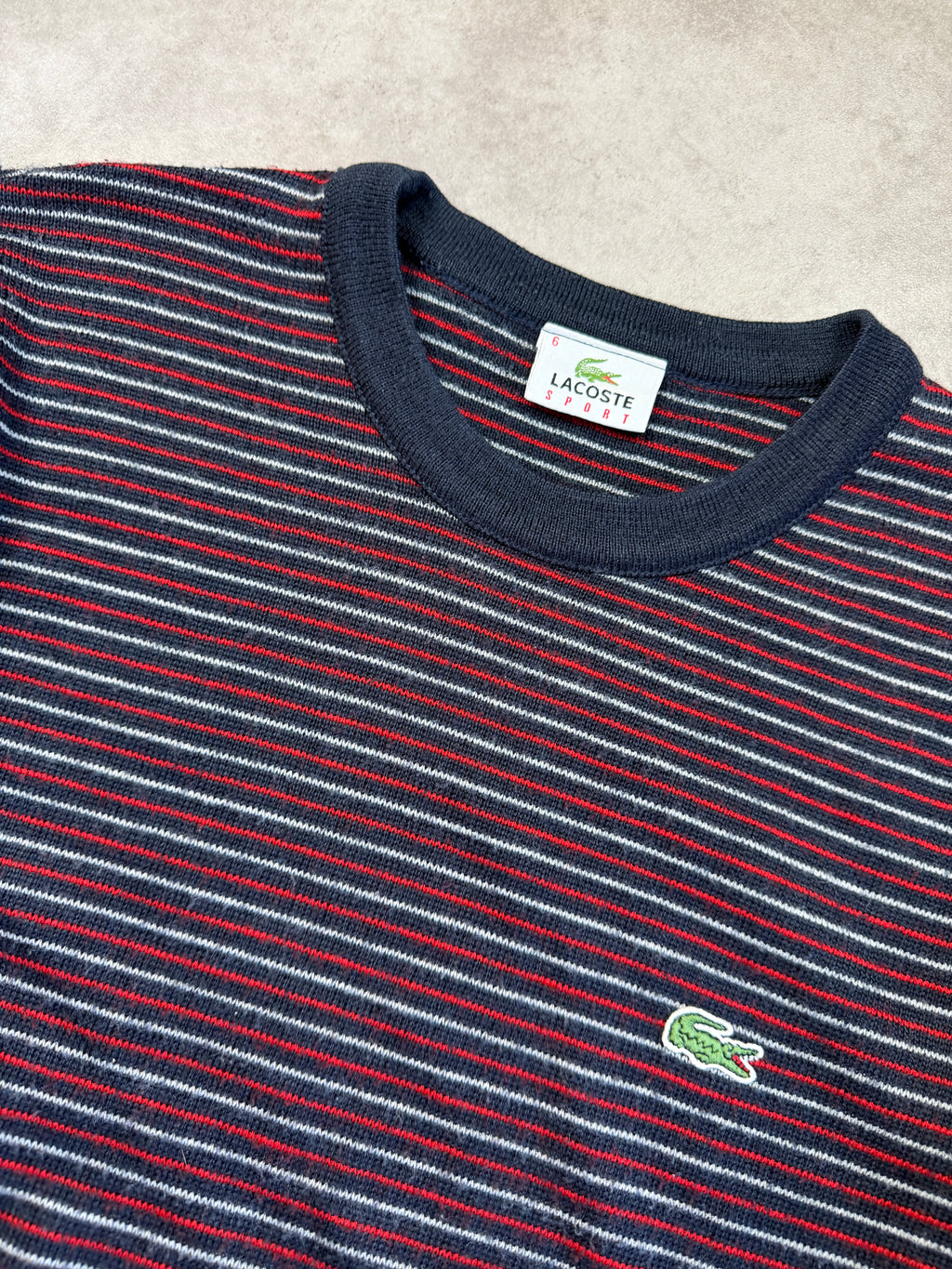 Lacoste Vintage Sweater 2000 Navy Gestreift L