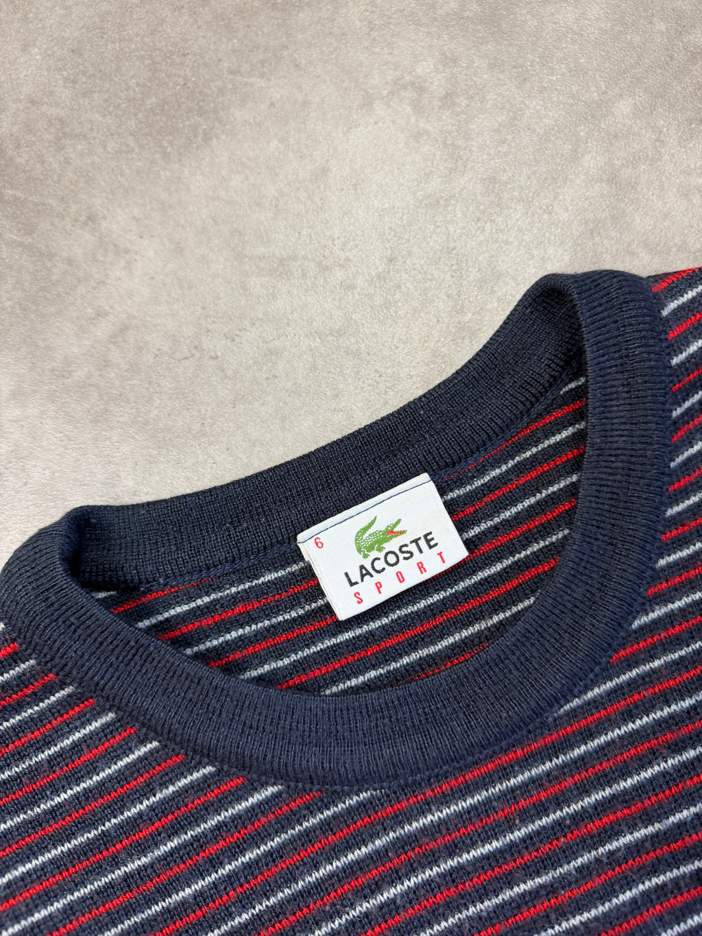 Lacoste Vintage Sweater 2000 Navy Gestreift L