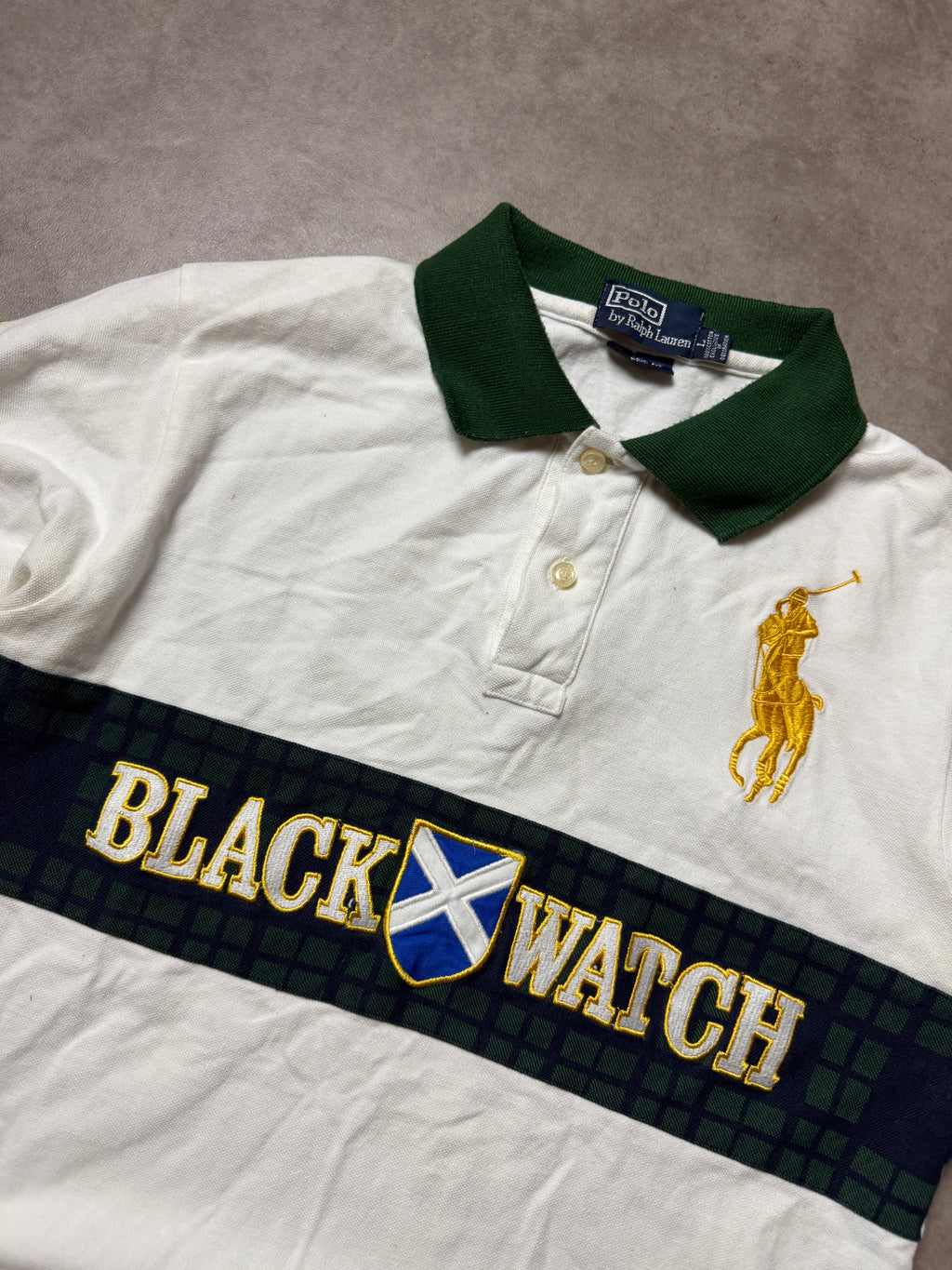 Ralph Lauren Vintage Polo Shirt*Rare*2013 Weiß Grün L