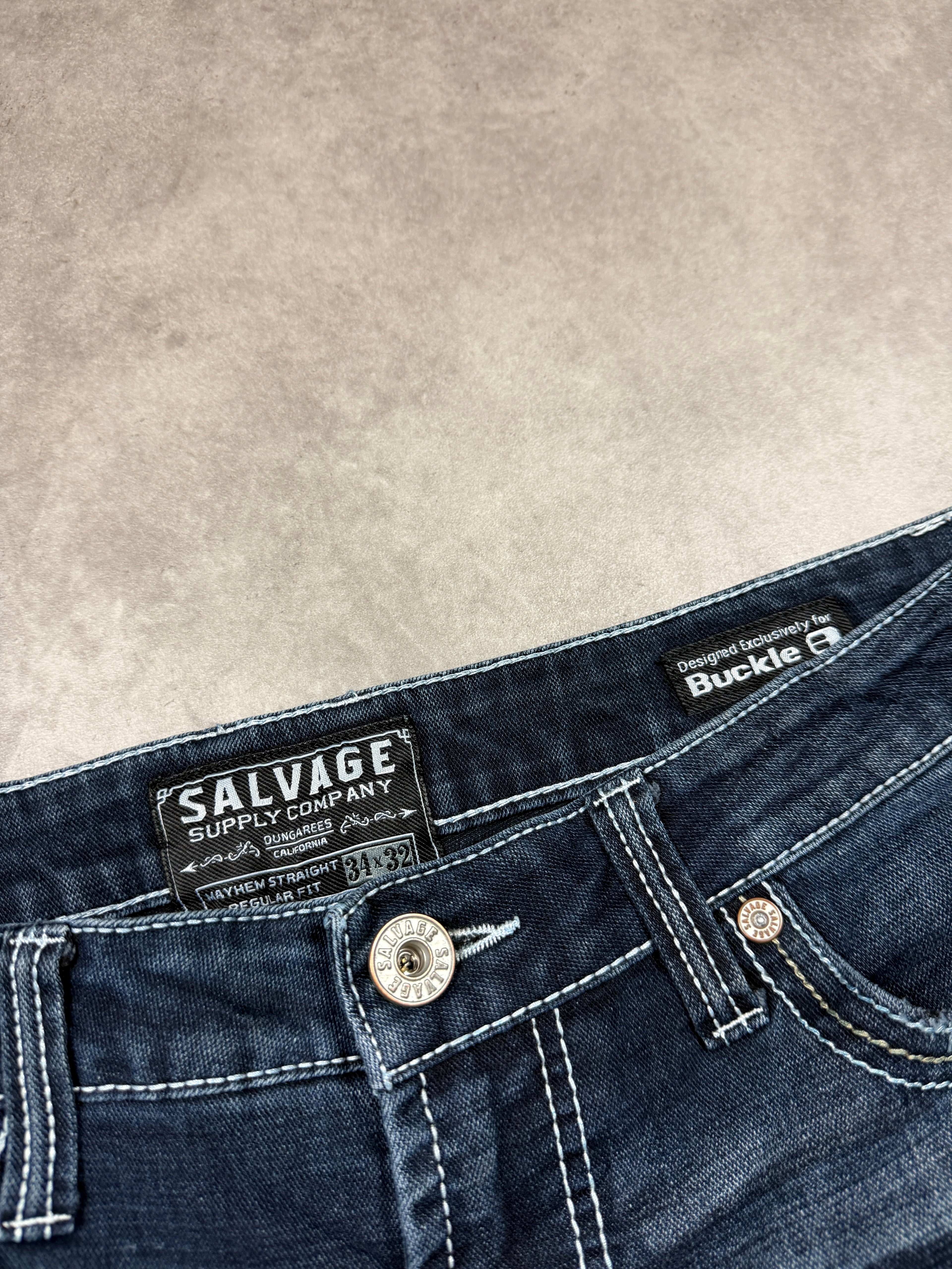 Salvage Vintage Jeans Backprint Y2K Straight Fit 2007 M