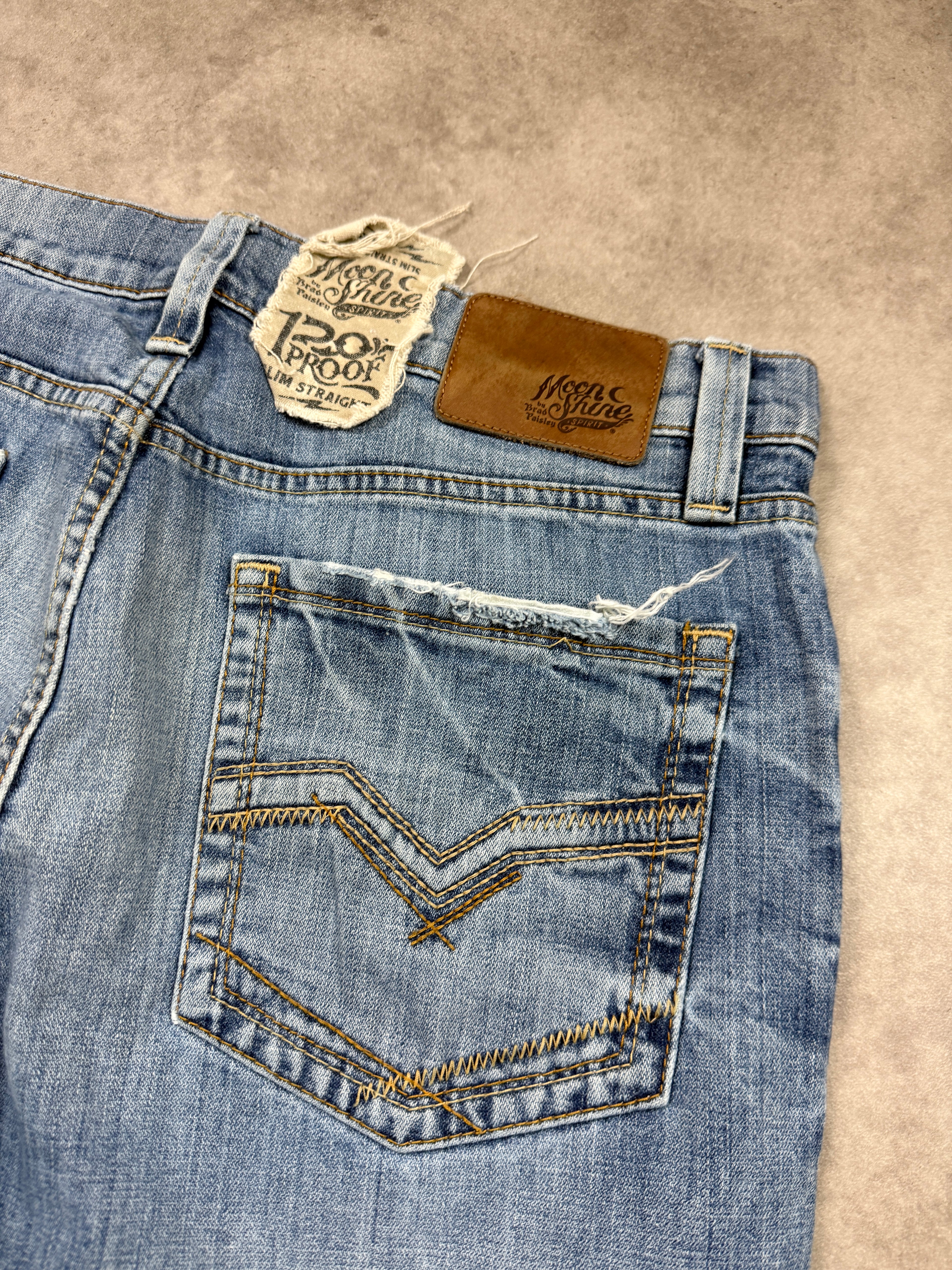 Moon Shine Vintage Jeans Backprint Y2K Slim Straight Fit 2006 M