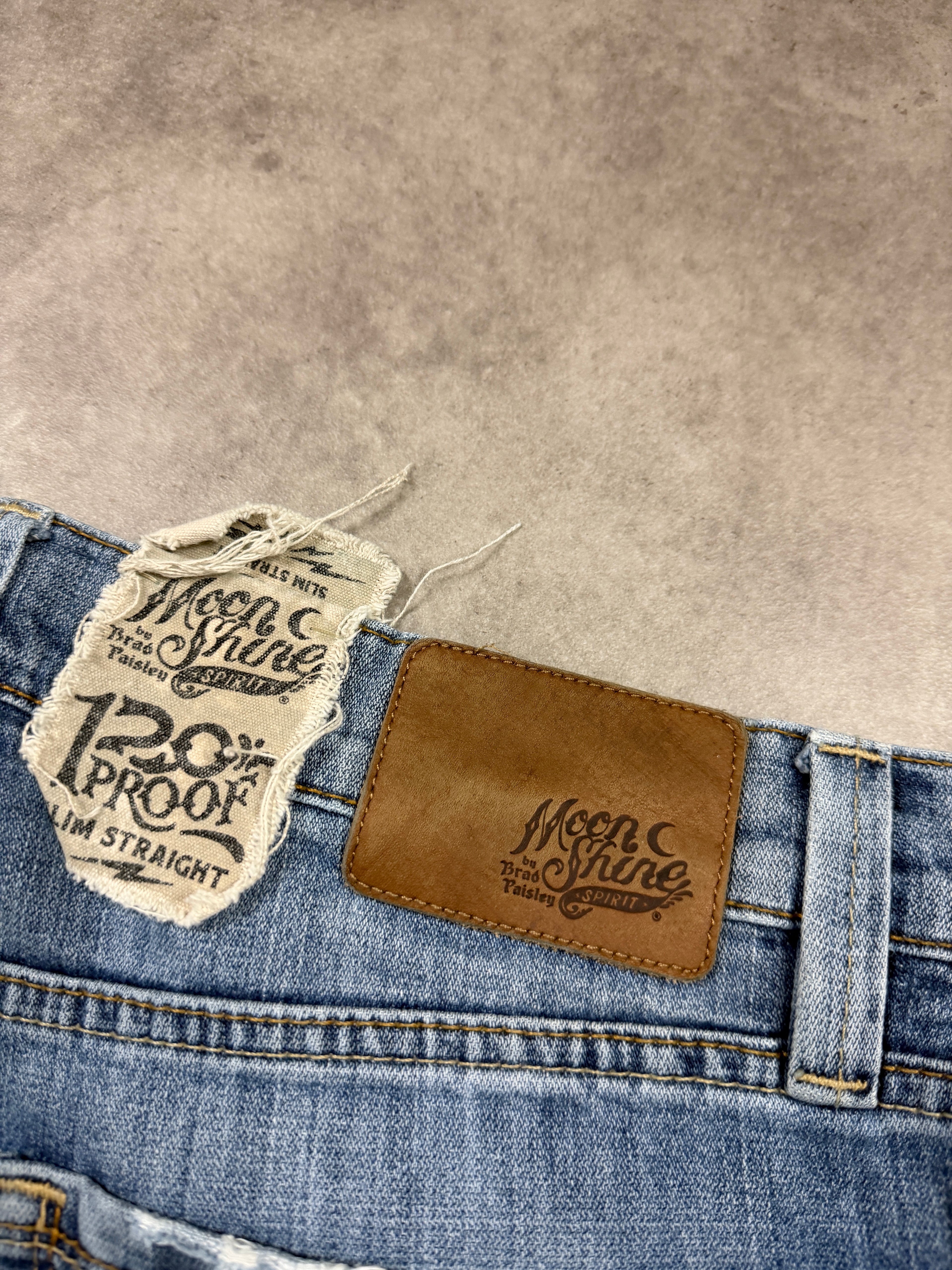 Moon Shine Vintage Jeans Backprint Y2K Slim Straight Fit 2006 M