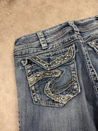 Silver Vintage Jeans Backprint Y2K Bootcut Fit 2006 M Damen