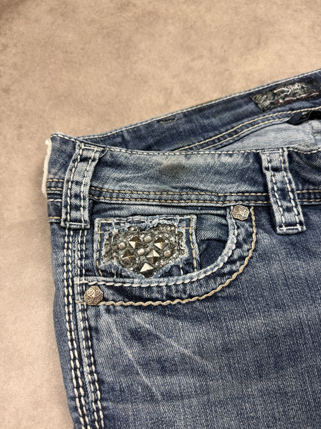 Silver Vintage Jeans Backprint Y2K Bootcut Fit 2006 M Damen