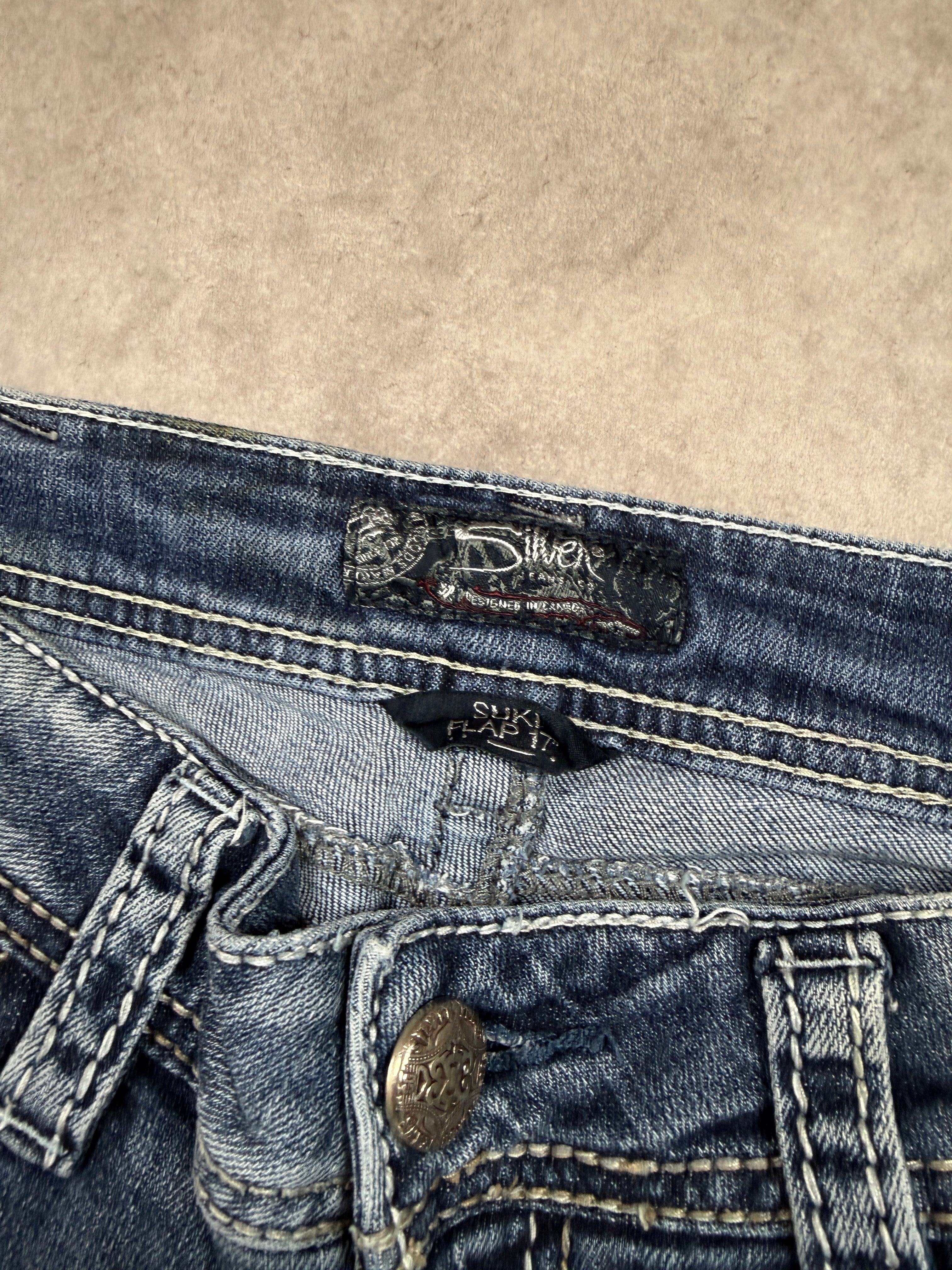 Silver Vintage Jeans Backprint Y2K Bootcut Fit 2006 M Damen