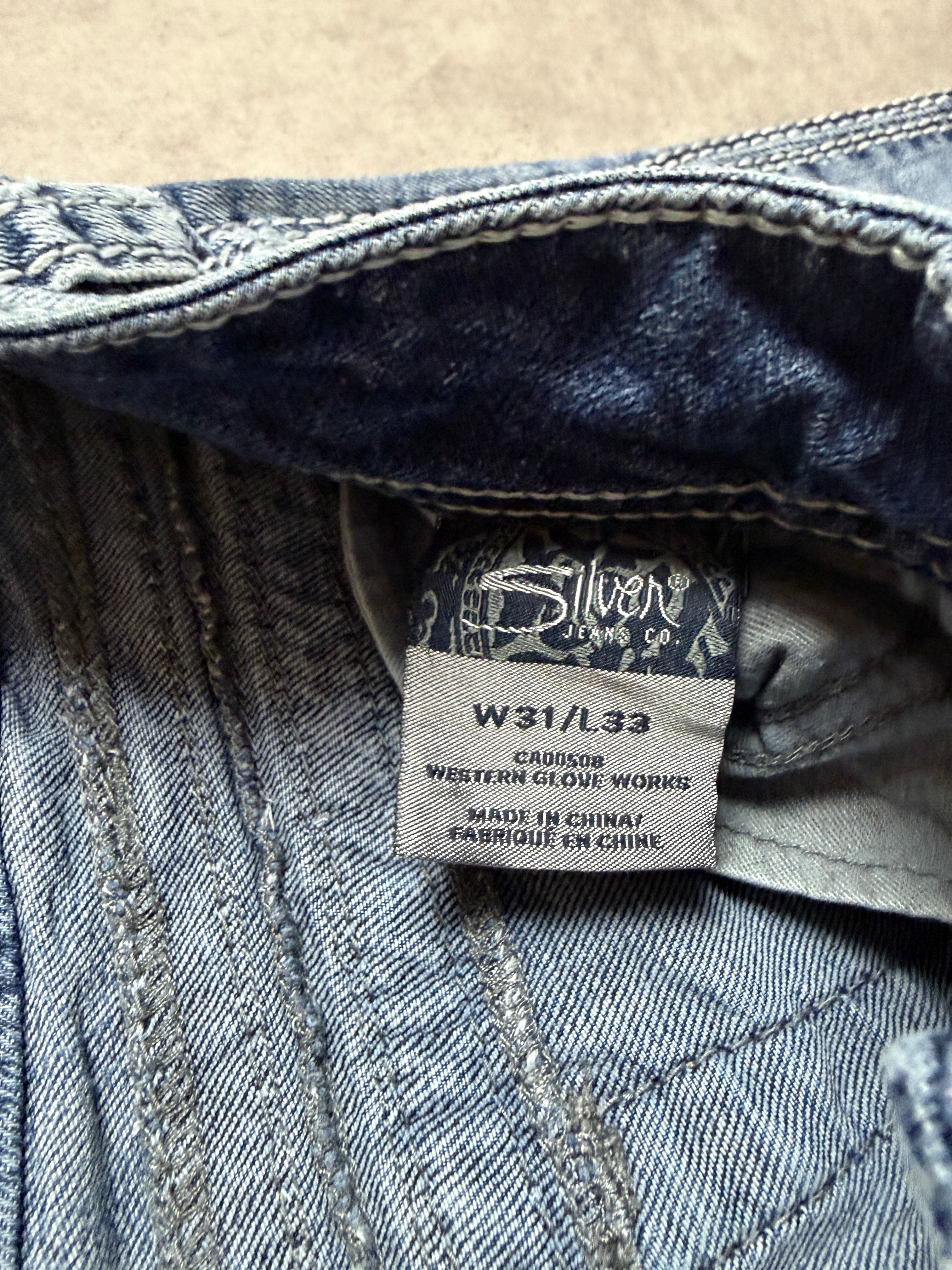 Silver Vintage Jeans Backprint Y2K Bootcut Fit 2006 M Damen