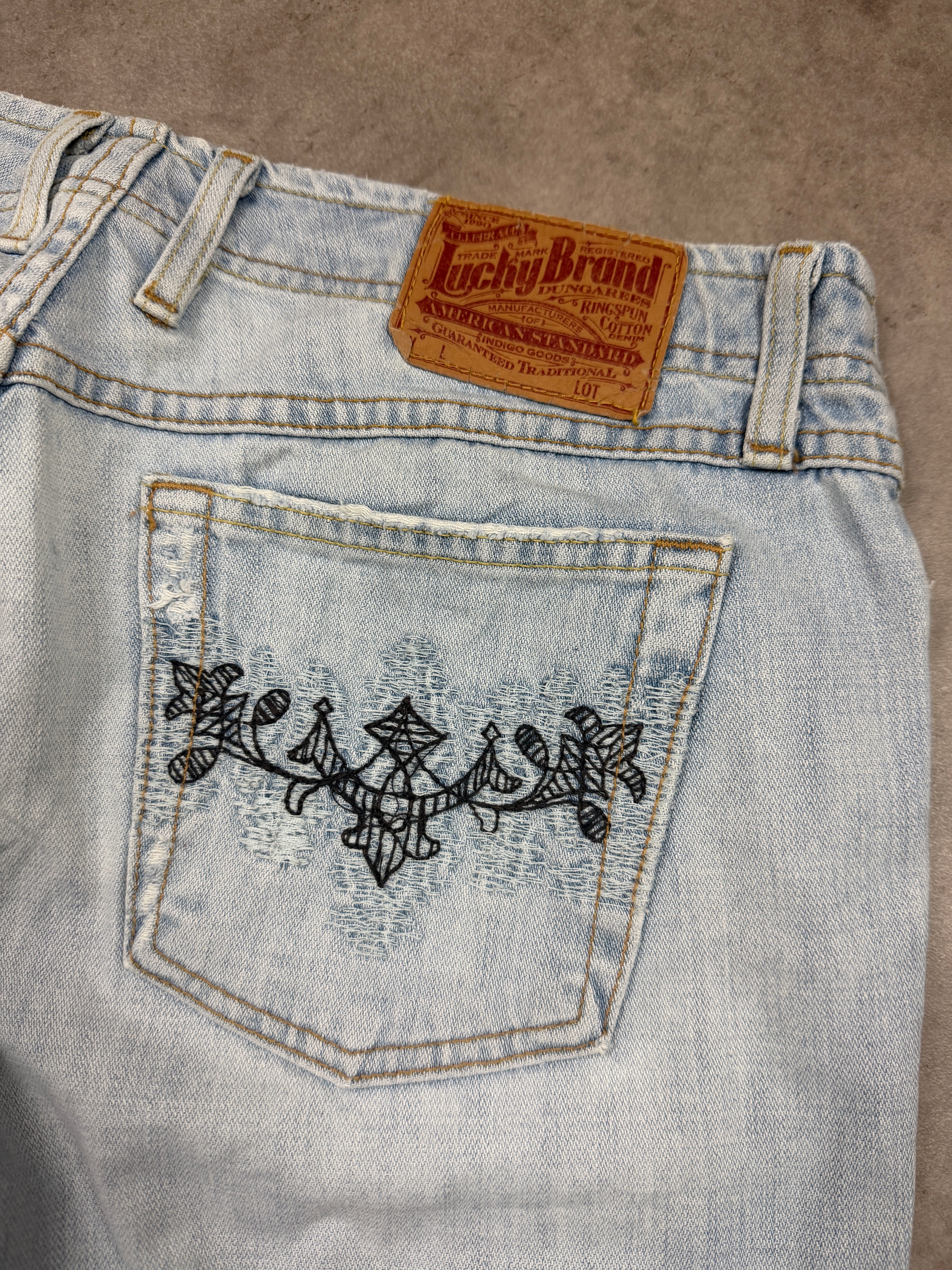 Lucky Brand Vintage Jeans Backprint Y2K Bootcut Fit 2004 M