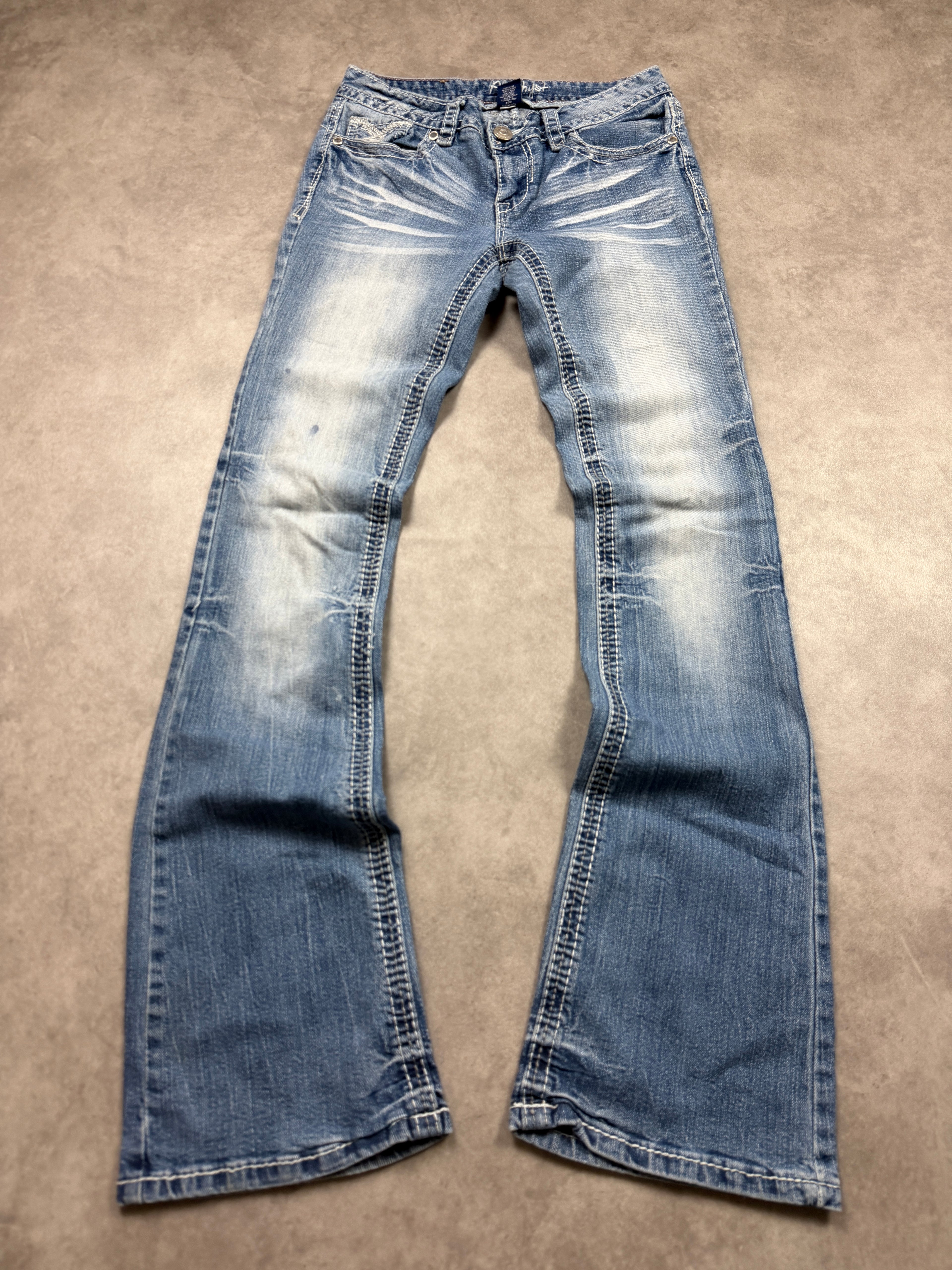 AMETHYST Vintage Jeans Backprint Y2K Bootcut Fit 2000s S Damen