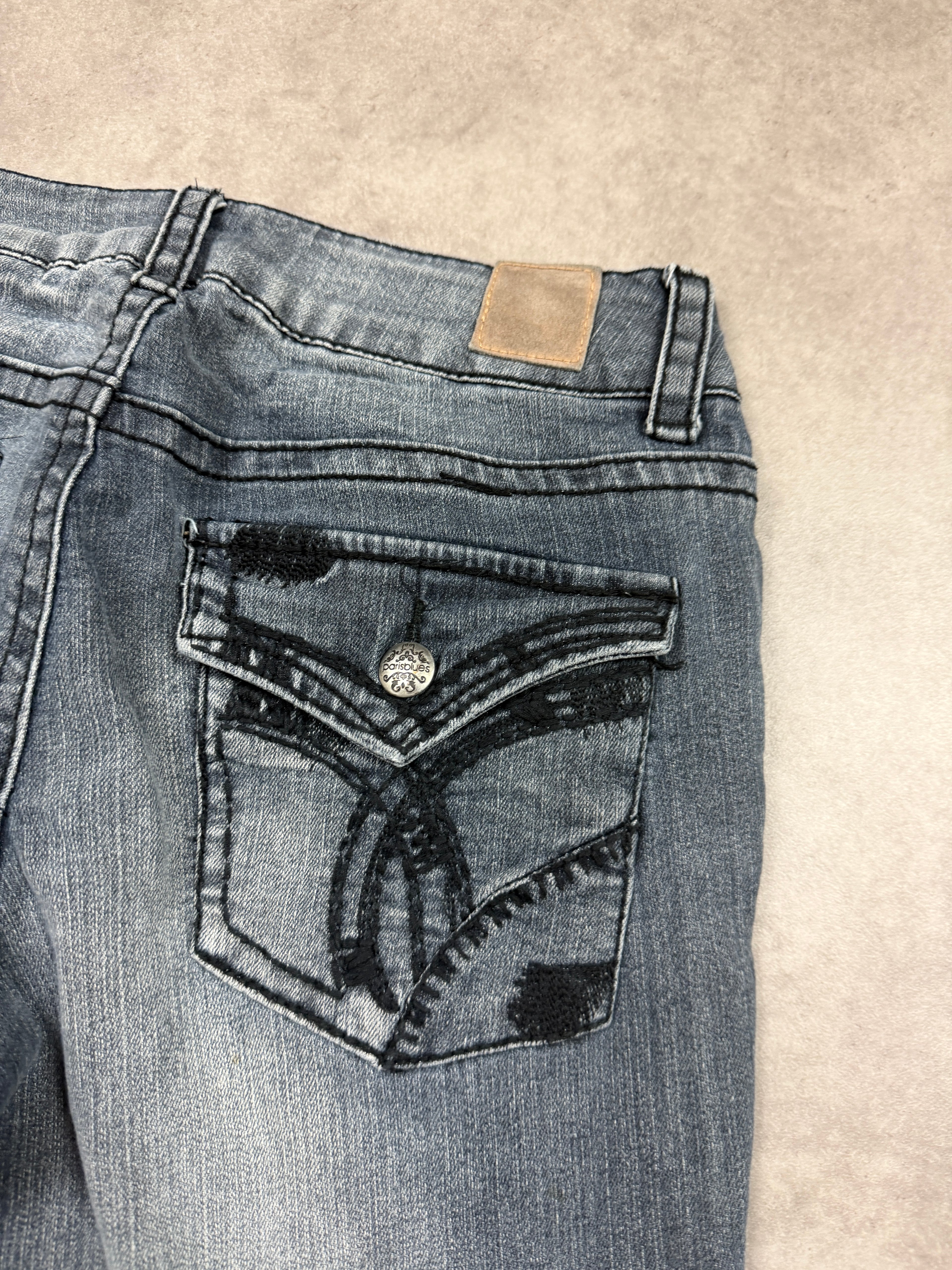 Paris Blue Vintage Jeans Backprint Y2K Bootcut Fit 2004 S Damen