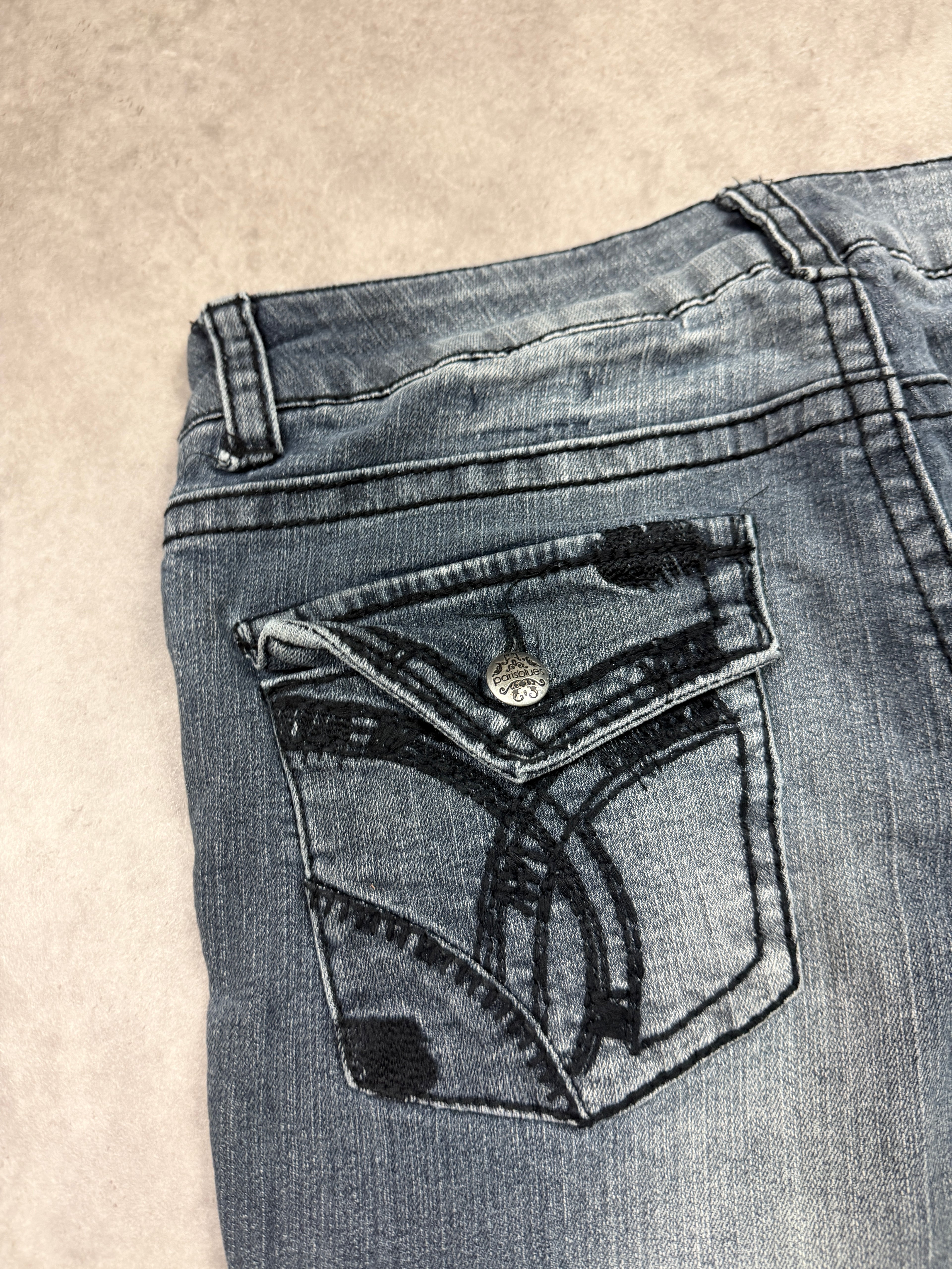 Paris Blue Vintage Jeans Backprint Y2K Bootcut Fit 2004 S Damen