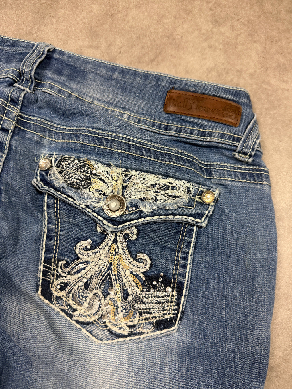 Wallflower Vintage Jeans Backprint Y2K Bootcut Fit 2005 M Damen