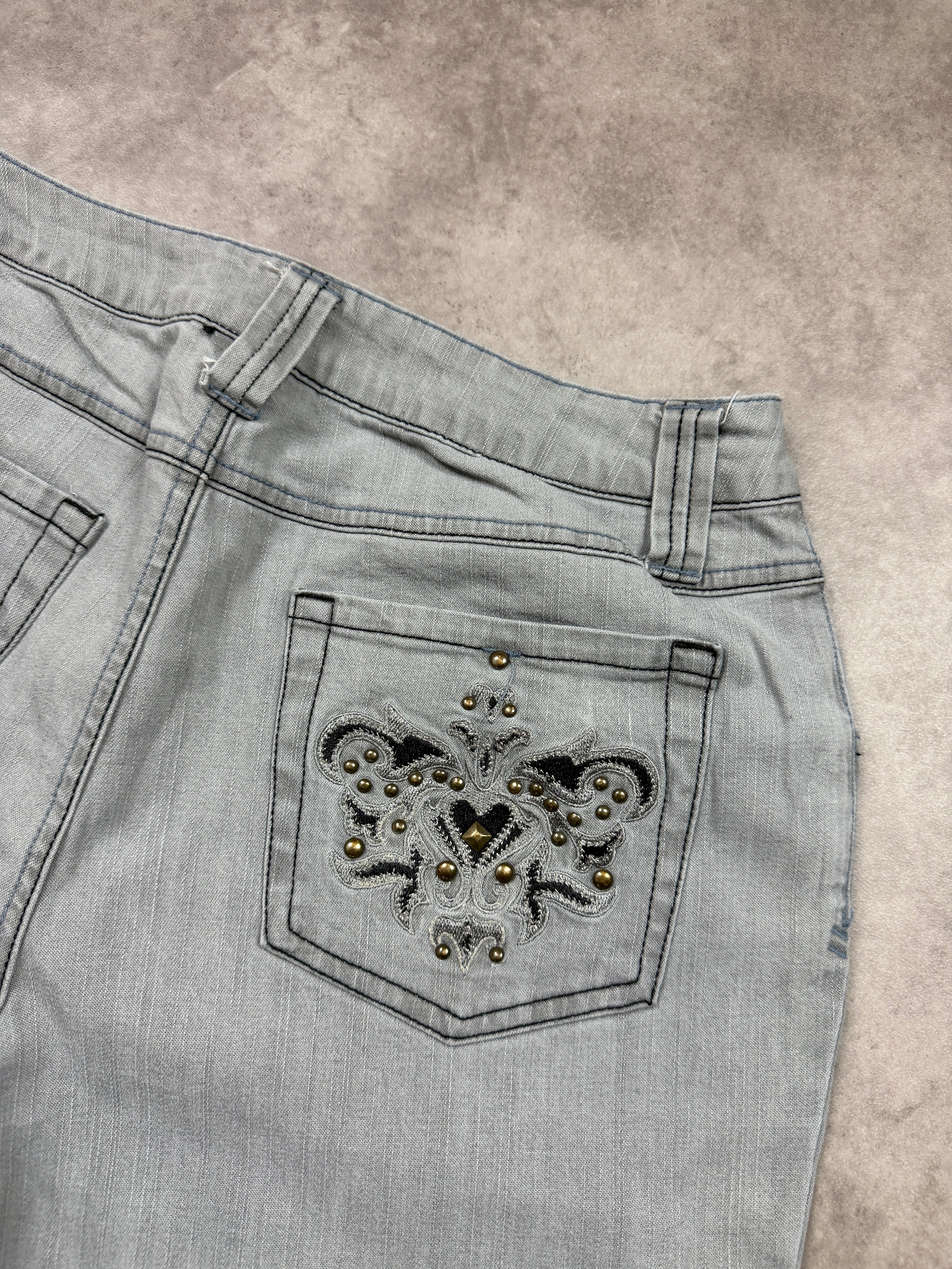 D'mode Vintage Backprint Y2K Straight Fit Jeans M Damen