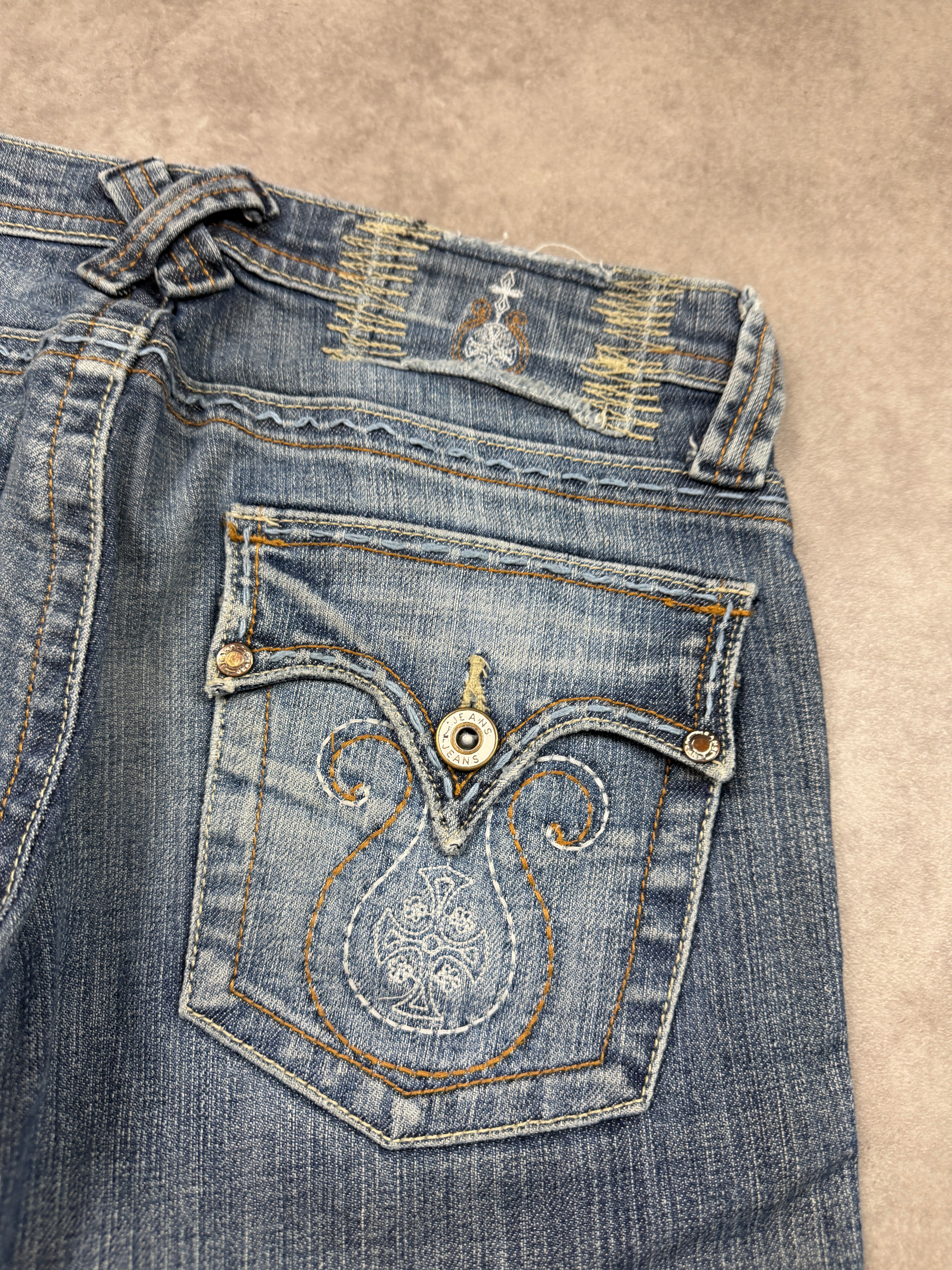 Indigo West Vintage Jeans Backprint Y2K Bootcut Fit 2000s XS Damen