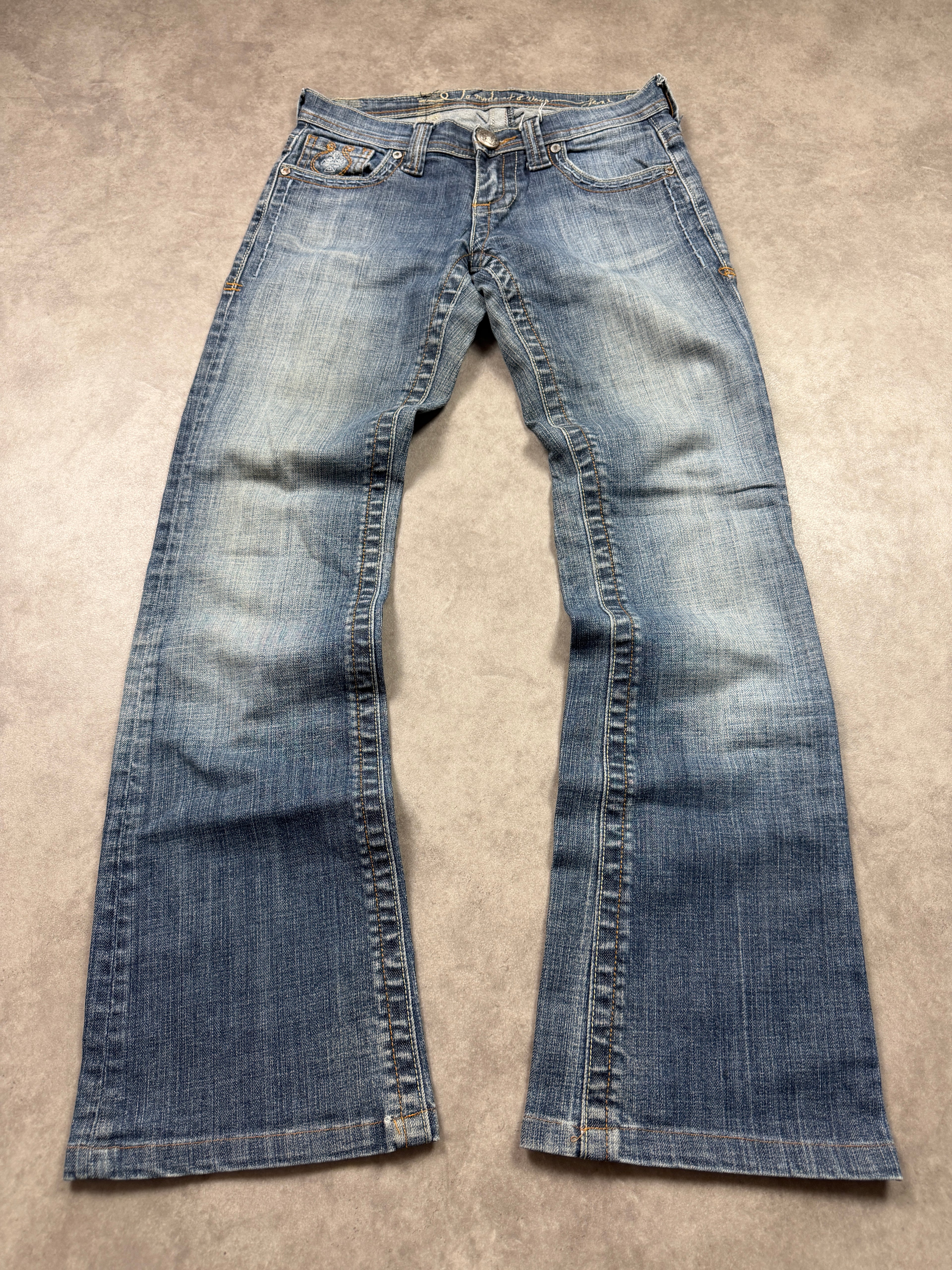 Indigo West Vintage Jeans Backprint Y2K Bootcut Fit 2000s XS Damen