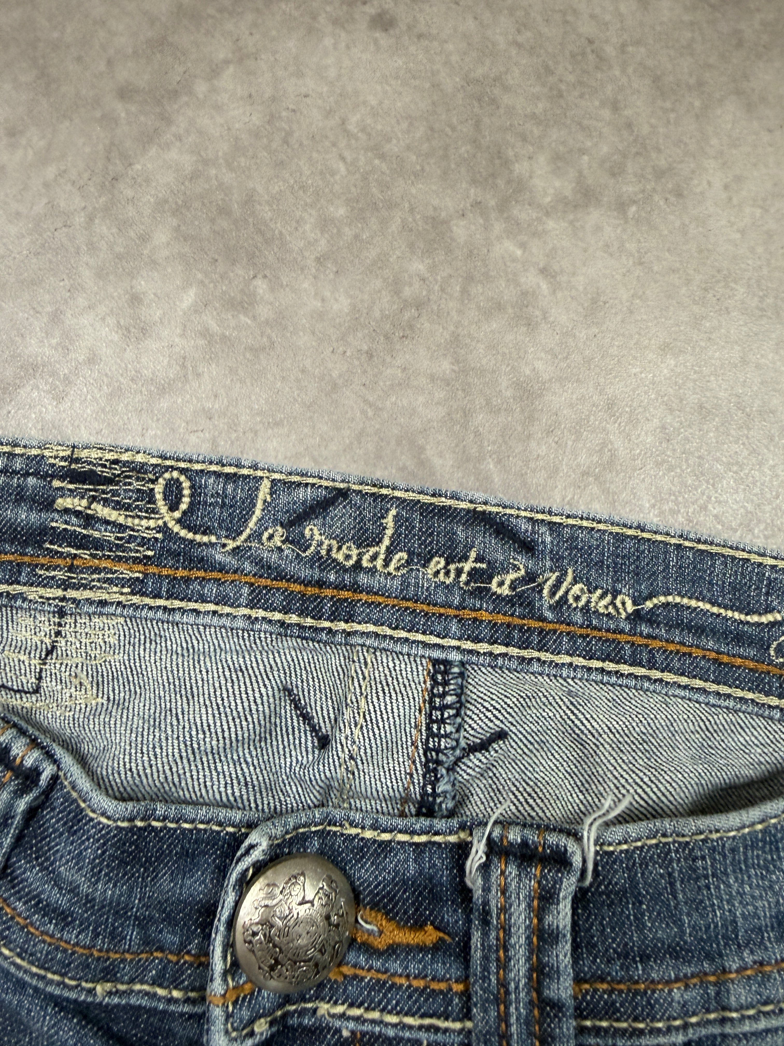 Indigo West Vintage Jeans Backprint Y2K Bootcut Fit 2000s XS Damen