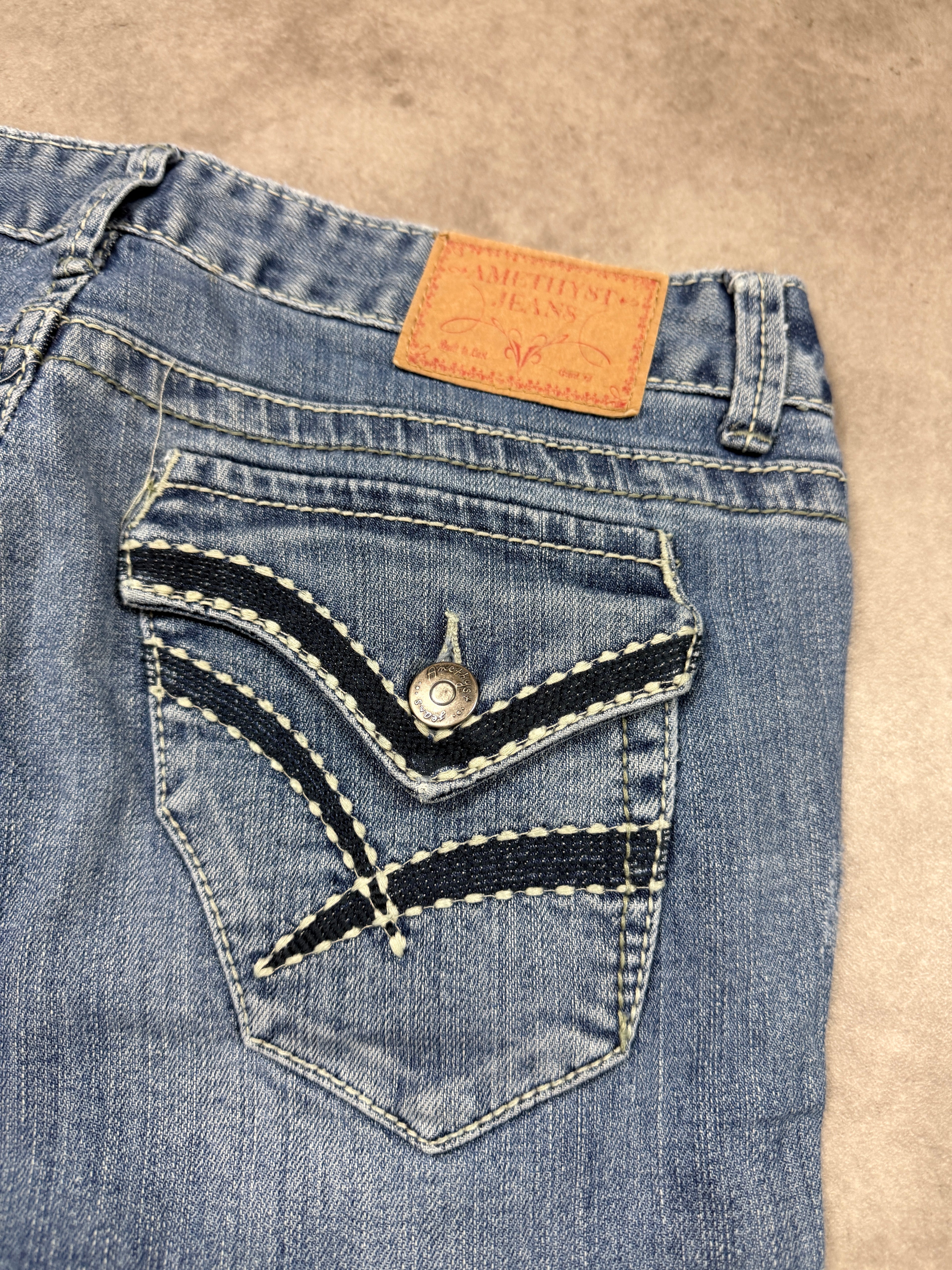 Amethyst Vintage Jeans Backprint Y2K Bootcut Fit 2005 S Damen