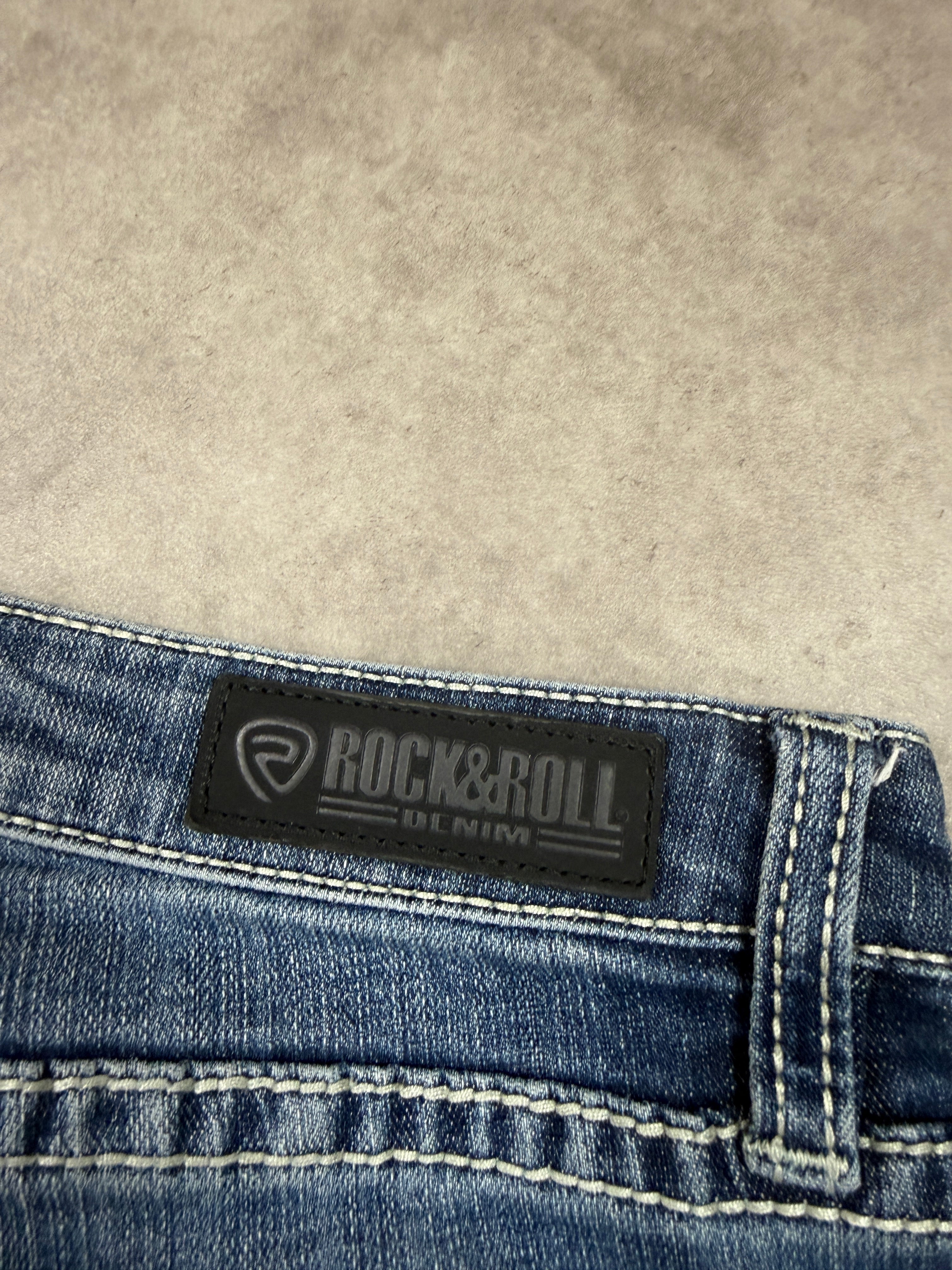 Rock & Roll Vintage Denim Jeans Backprint Bootcut Fit 2000s Damen M