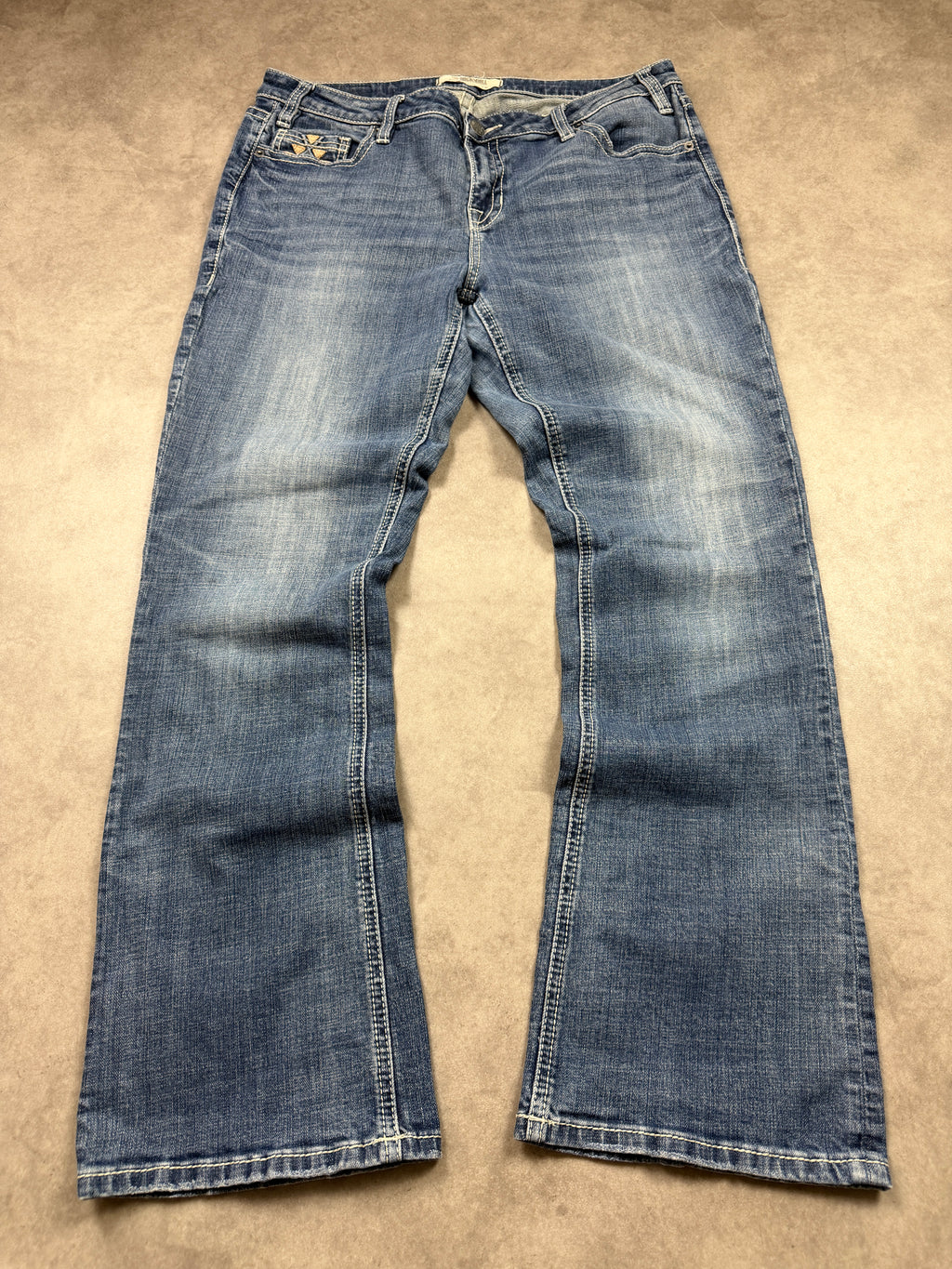 Rock & Roll Vintage Denim Jeans Backprint Bootcut Fit 2000s Damen M