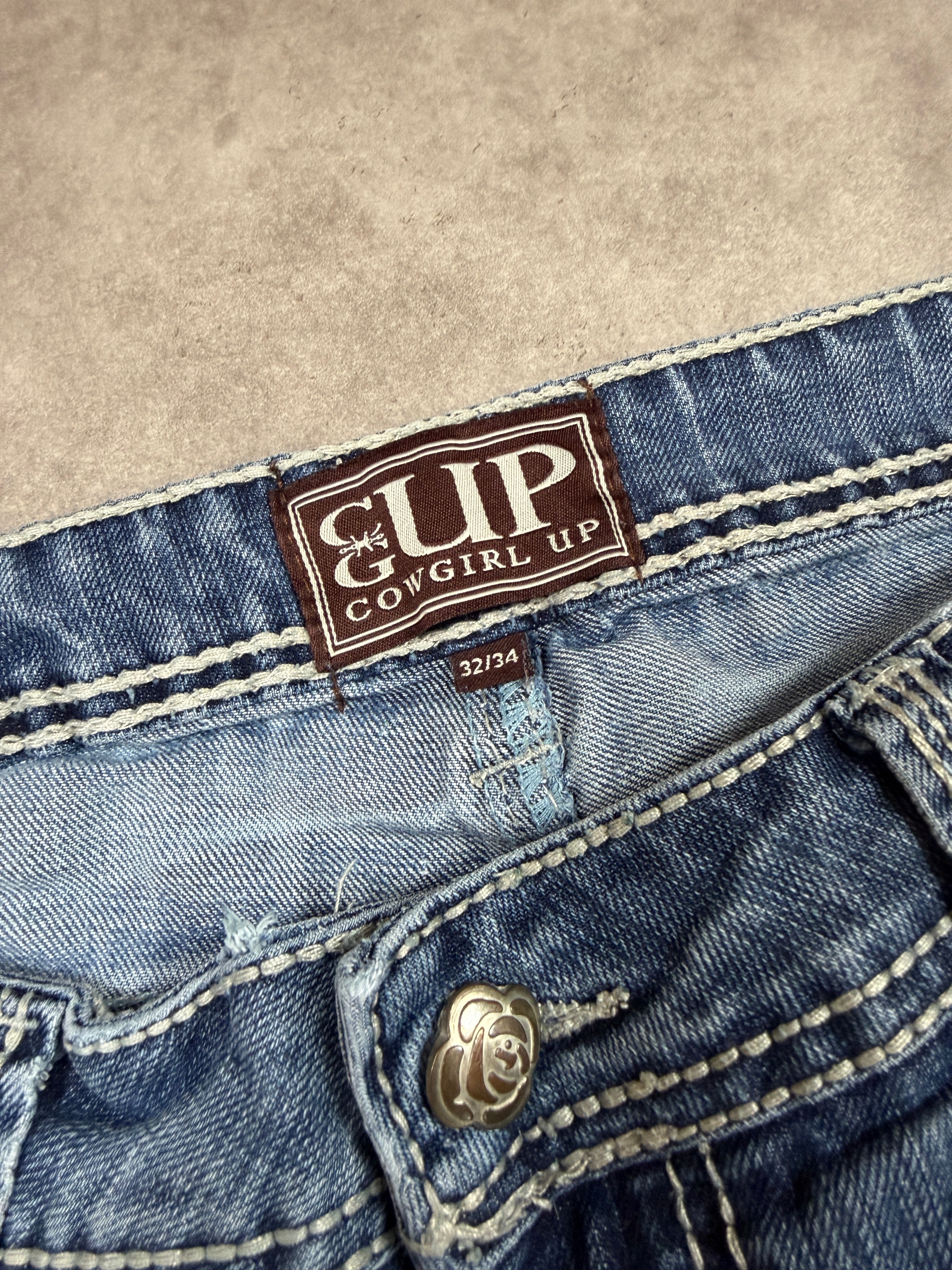 Cowgirl Up Vintage Jeans Backprint Y2K Straight Fit 2005 L