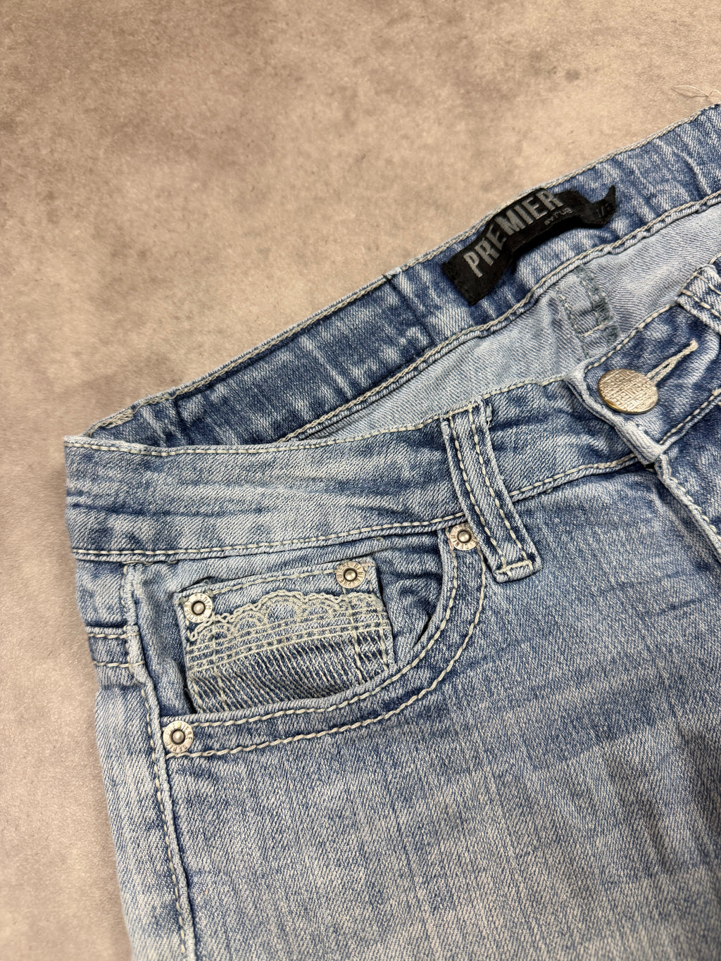 Premier Vintage Jeans Backprint Y2K Bootcut Fit 2006 M Damen