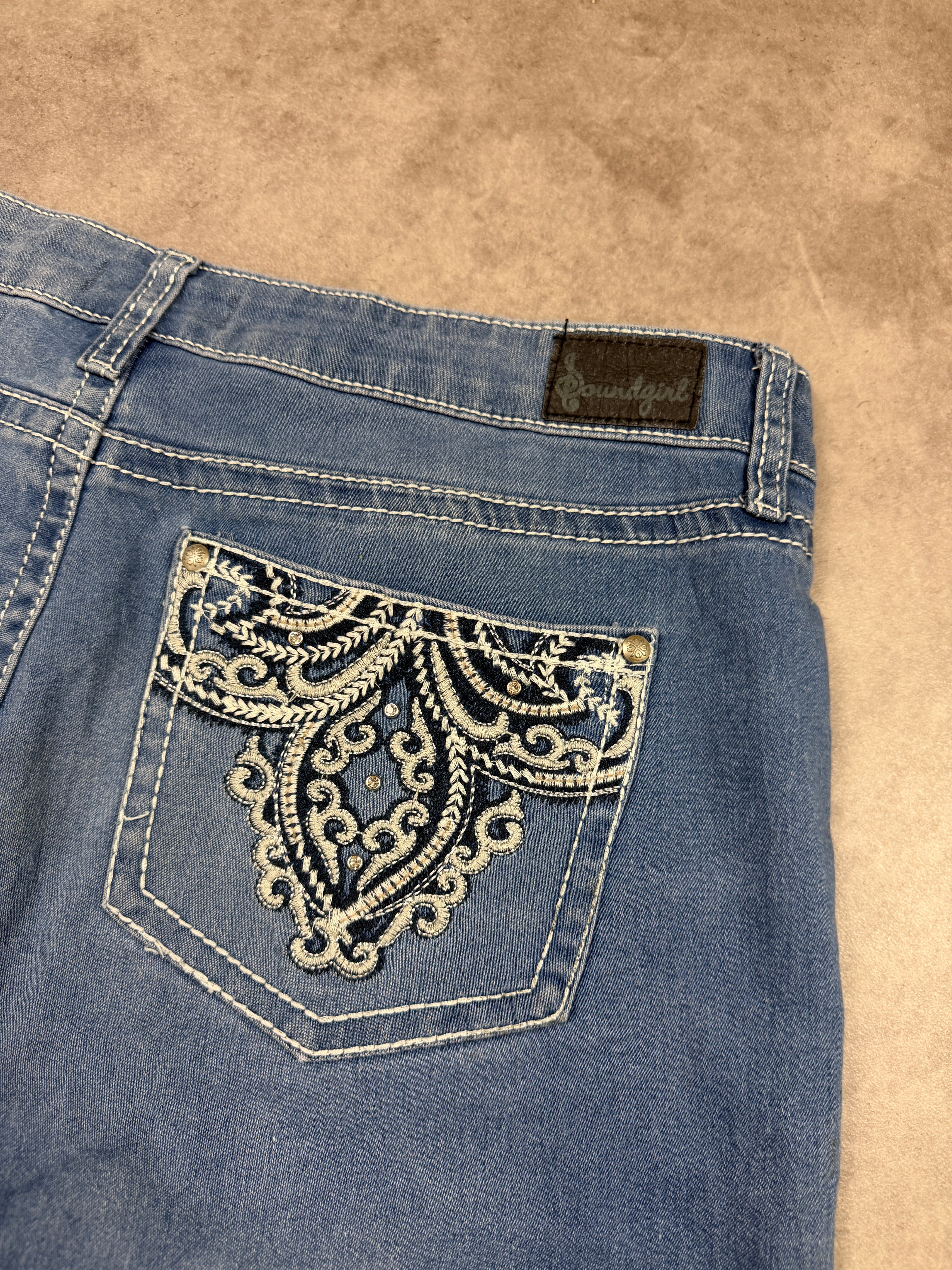 Soundgirl Vintage Jeans Backprint Y2K Bootcut Fit 2006 L Damen