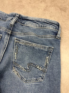 Silver Vintage Jeans Backprint Y2K Bootcut Fit 2005 M Damen