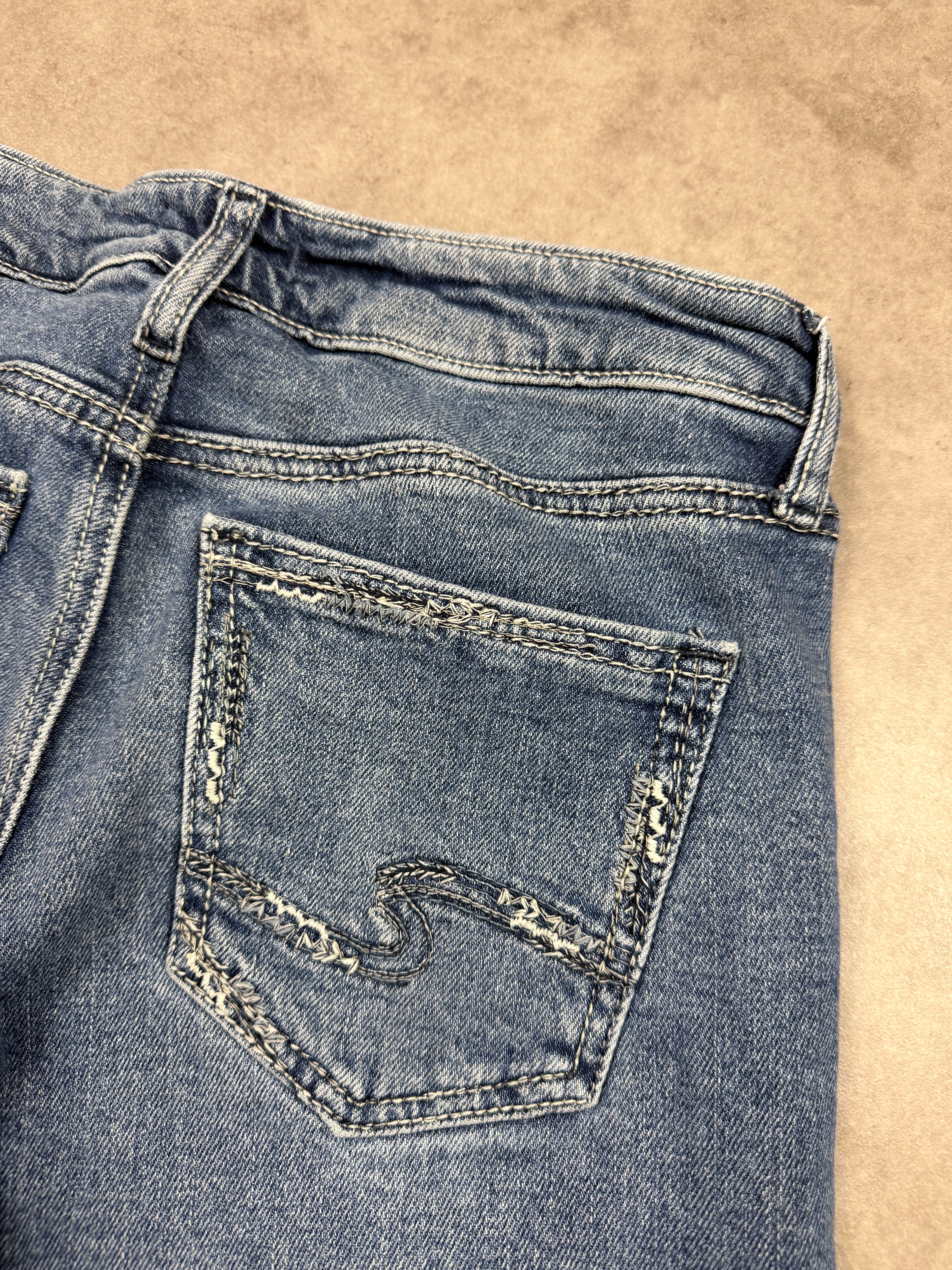 Silver Vintage Jeans Backprint Y2K Bootcut Fit 2005 M Damen