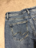 Silver Vintage Jeans Backprint Y2K Bootcut Fit 2005 M Damen