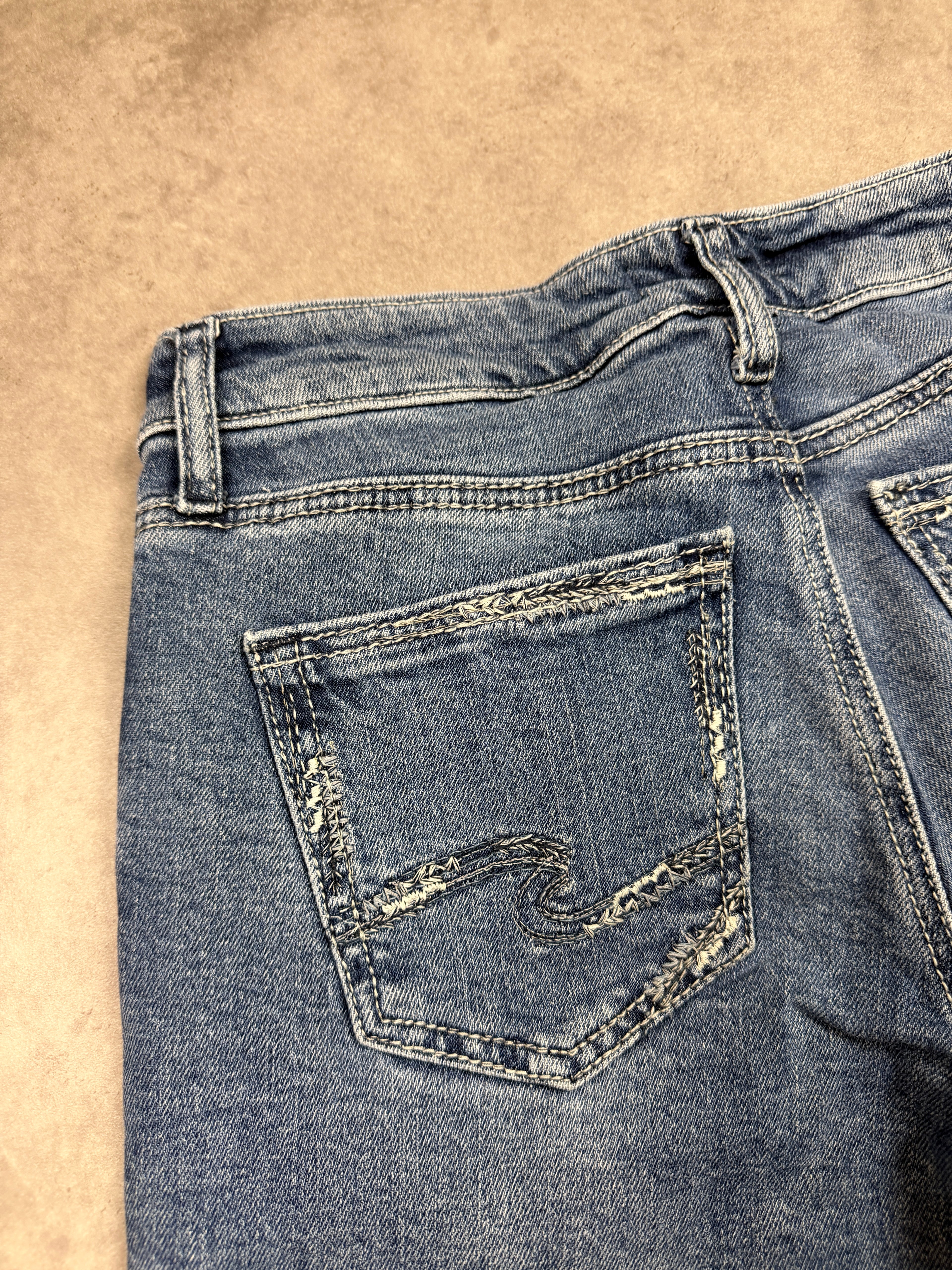 Silver Vintage Jeans Backprint Y2K Bootcut Fit 2005 M Damen