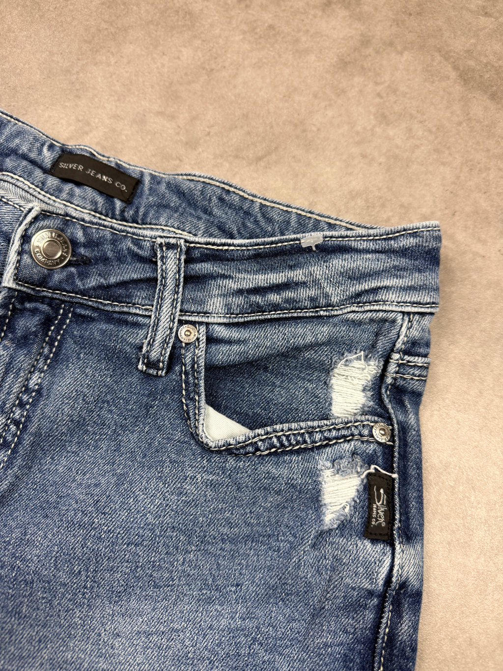 Silver Vintage Jeans Backprint Y2K Bootcut Fit 2005 M Damen