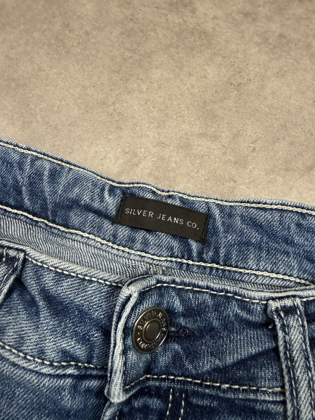 Silver Vintage Jeans Backprint Y2K Bootcut Fit 2005 M Damen