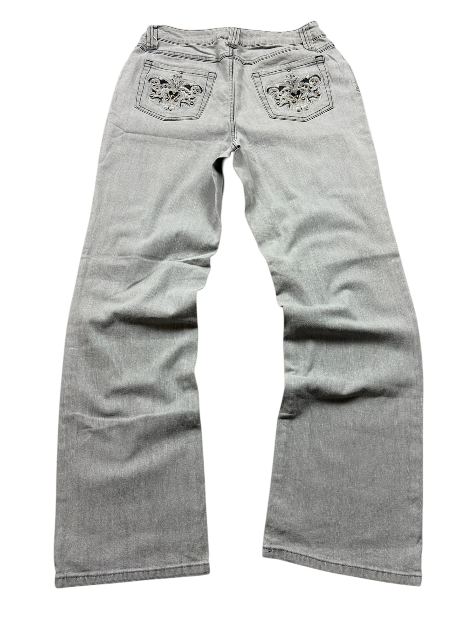 D'mode Vintage Backprint Y2K Straight Fit Jeans M Damen