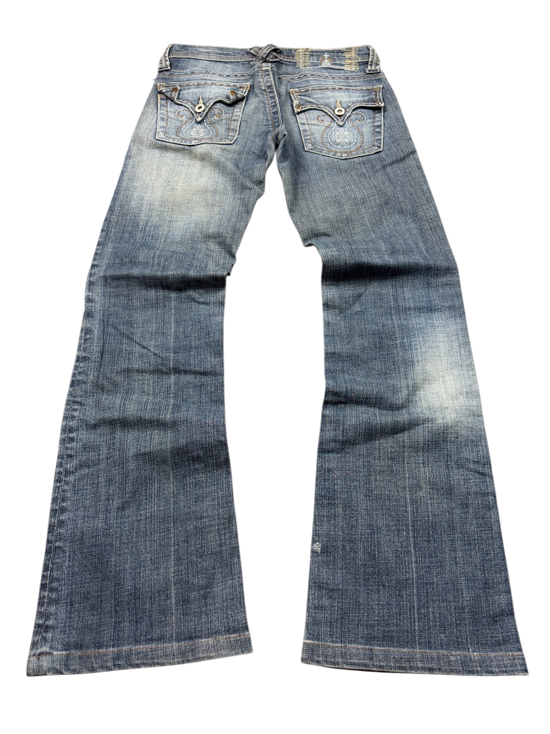 Indigo West Vintage Jeans Backprint Y2K Bootcut Fit 2000s XS Damen